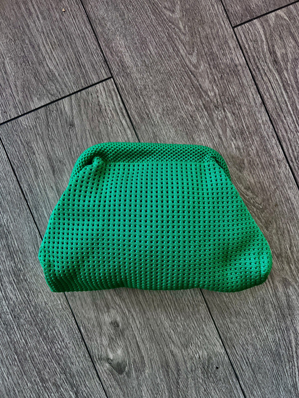 Green Hand Crochet Clutch Bag-Fascinators Direct