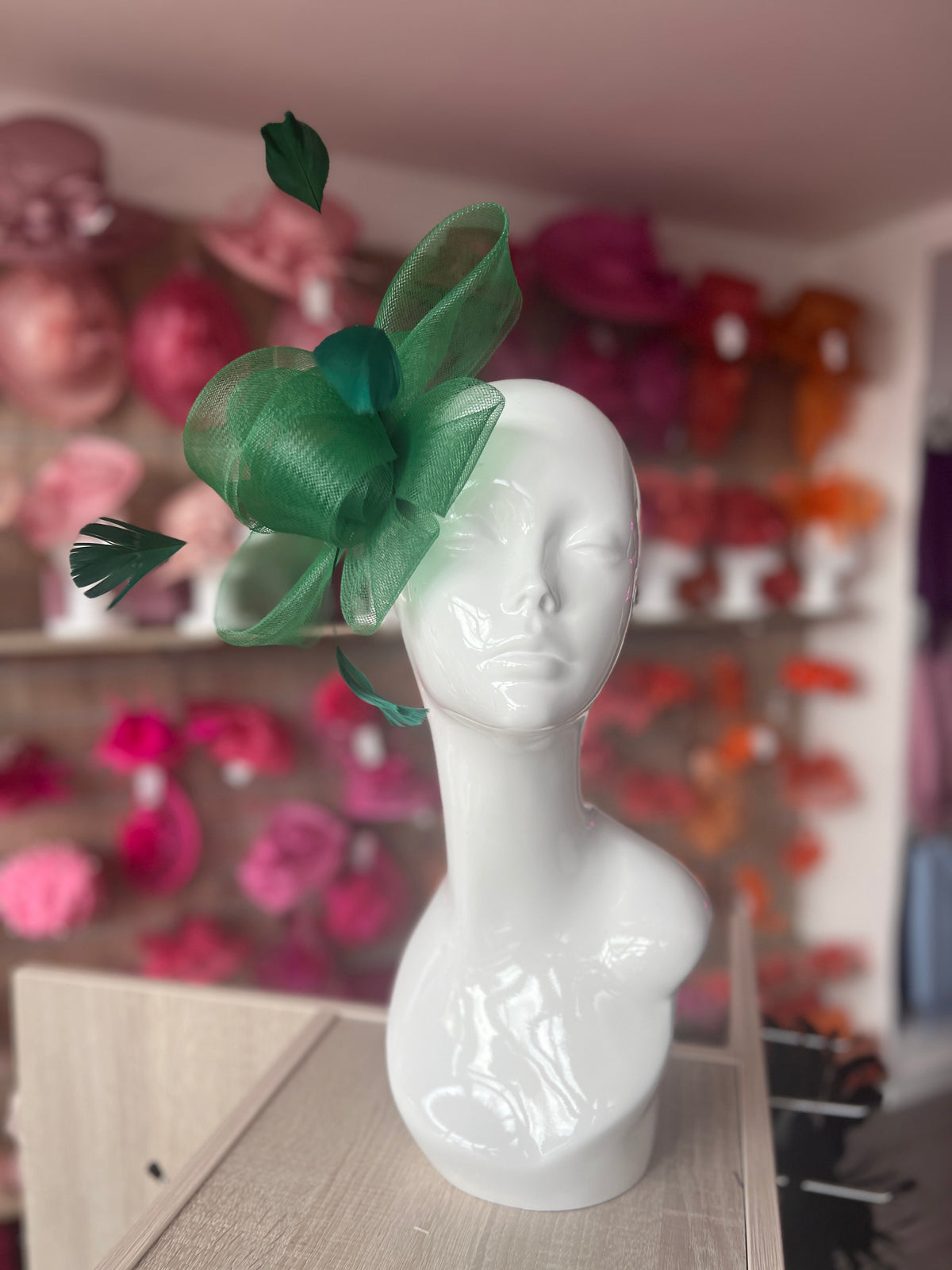 Green Large Loop Fascinator With Feathers-Fascinators Direct