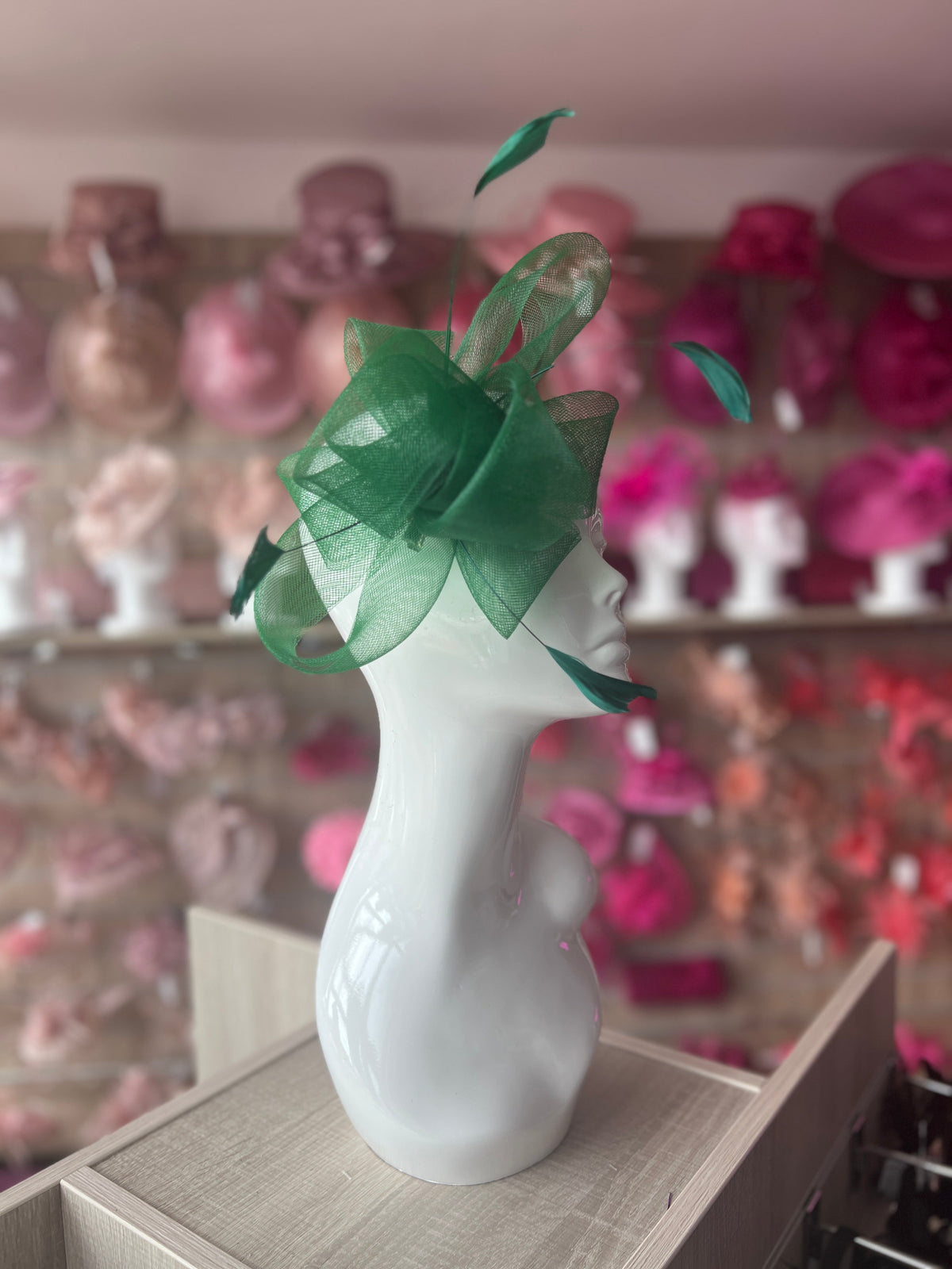 Green Large Loop Fascinator With Feathers-Fascinators Direct