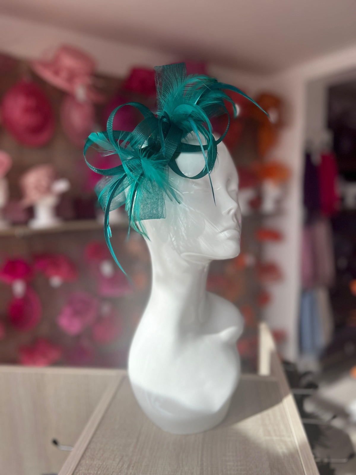 Green Loop Bow Fascinator With Feathers-Fascinators Direct