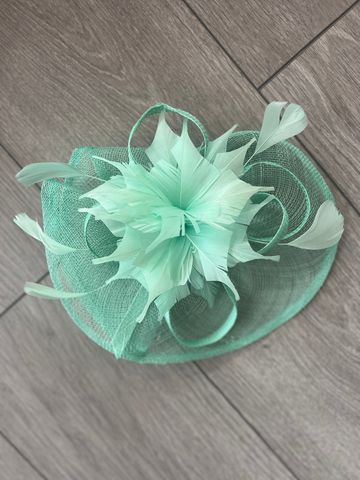 Green Oval Base Fascinator With Feather Flower-Fascinators Direct