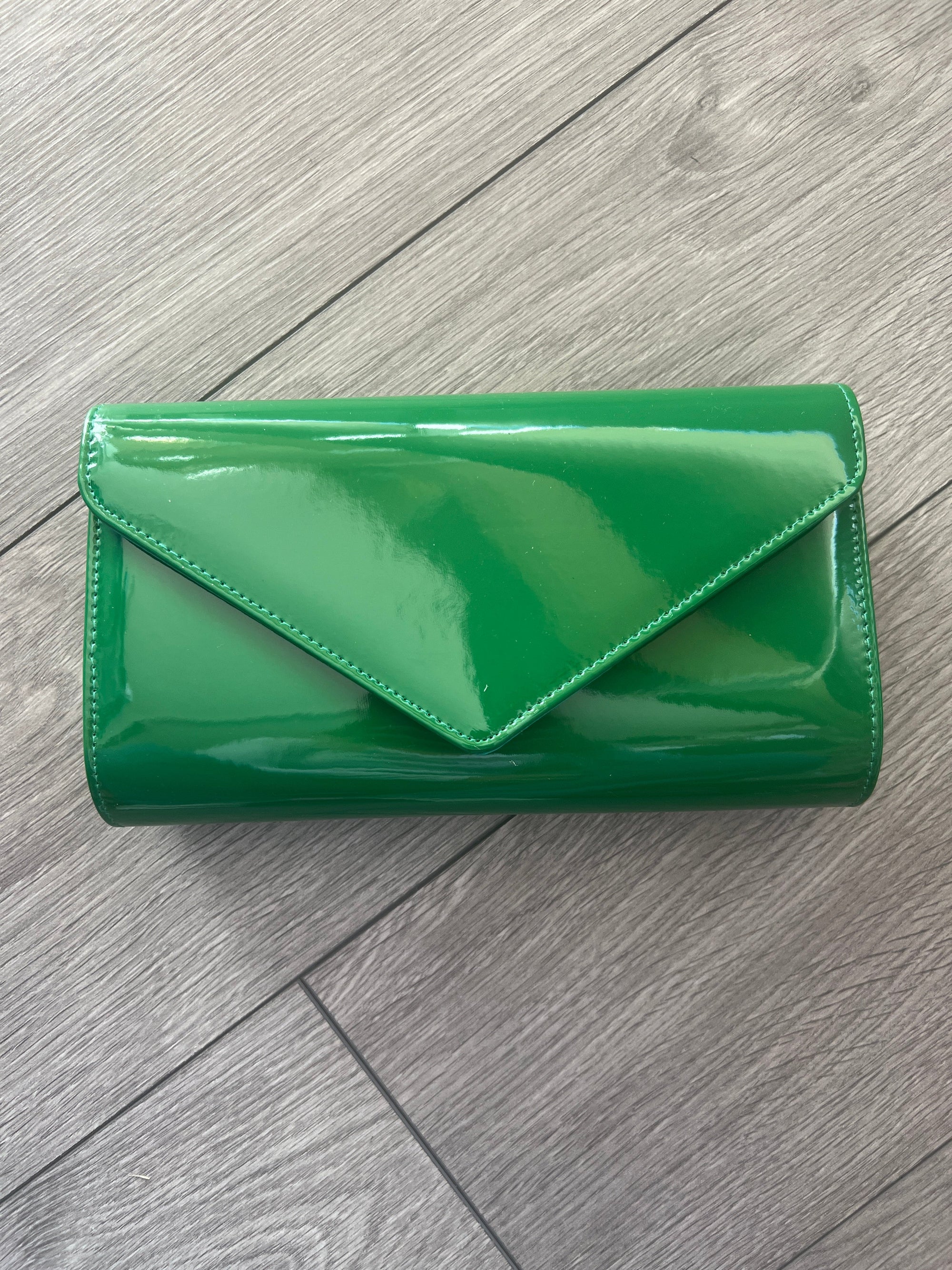 Green Patent Envelope Clutch Bag-Fascinators Direct