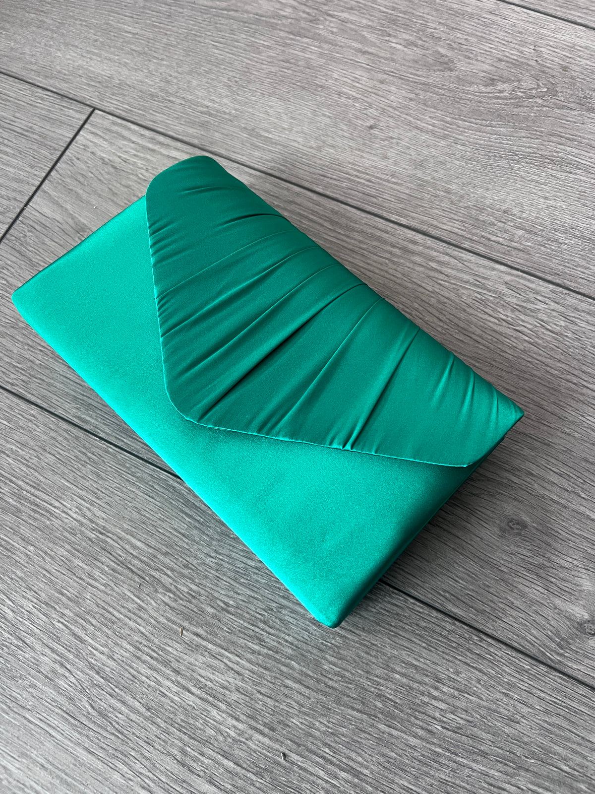 Green Satin Envelope Clutch Bag-Fascinators Direct