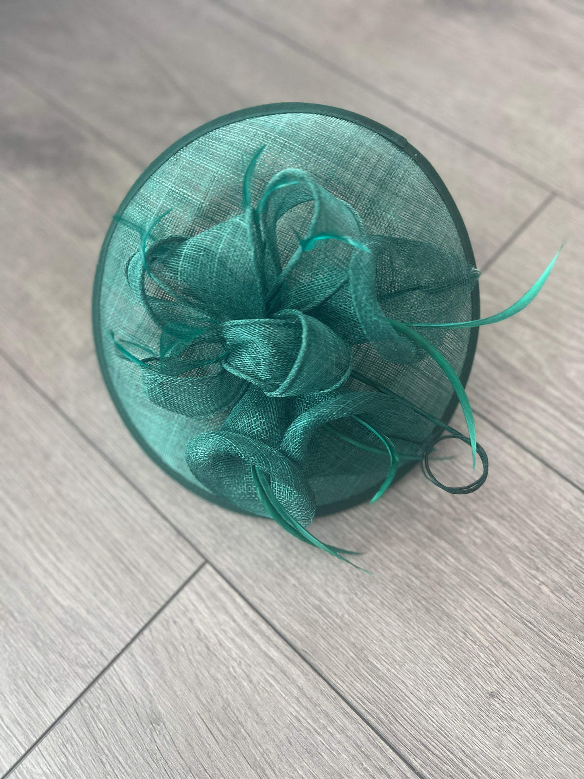 Green Sinamay Petunia Flower Fascinator With A Saucer Base-Fascinators Direct
