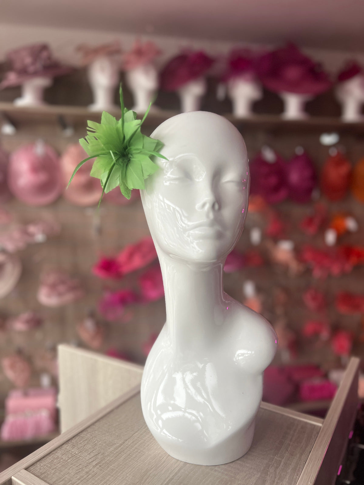 Green Small Hair Clip Sinamay Fascinator with Feather Flower-Fascinators Direct