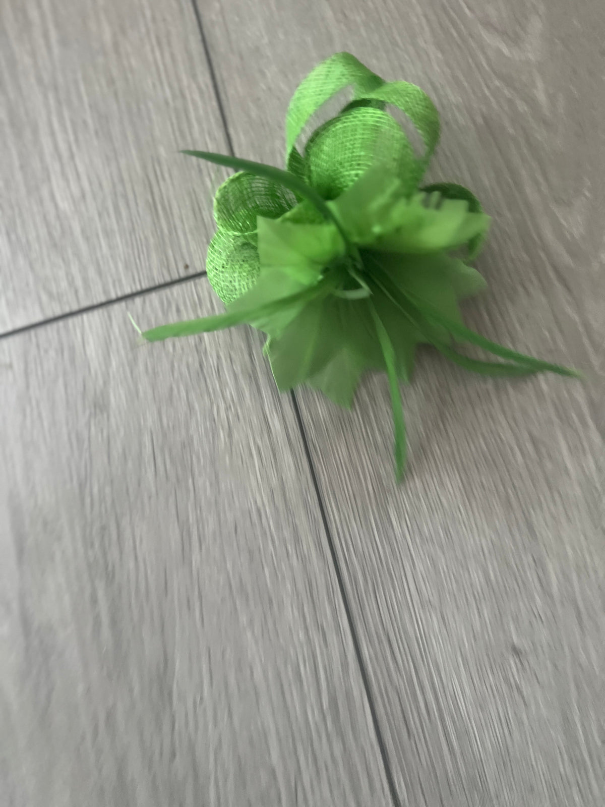 Green Small Hair Clip Sinamay Fascinator with Feather Flower-Fascinators Direct