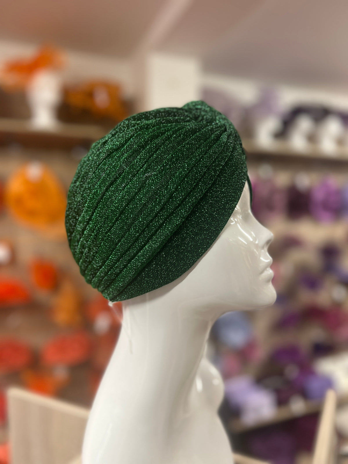 Green Turban Hat With diamante and Pearl Embellishment-Fascinators Direct