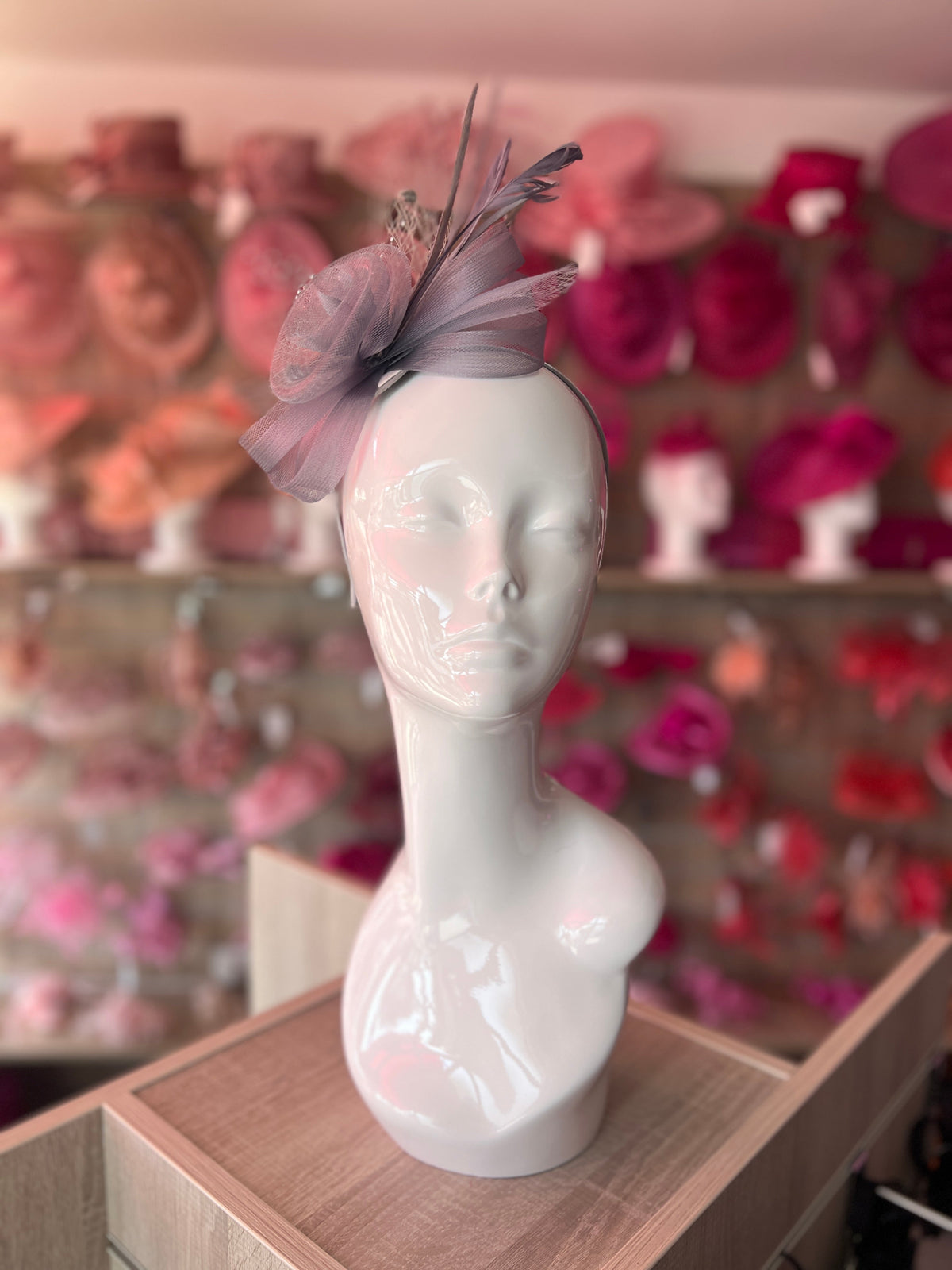 Grey Crinoline Fascinator with Beads, Loops &amp; Netting-Fascinators Direct