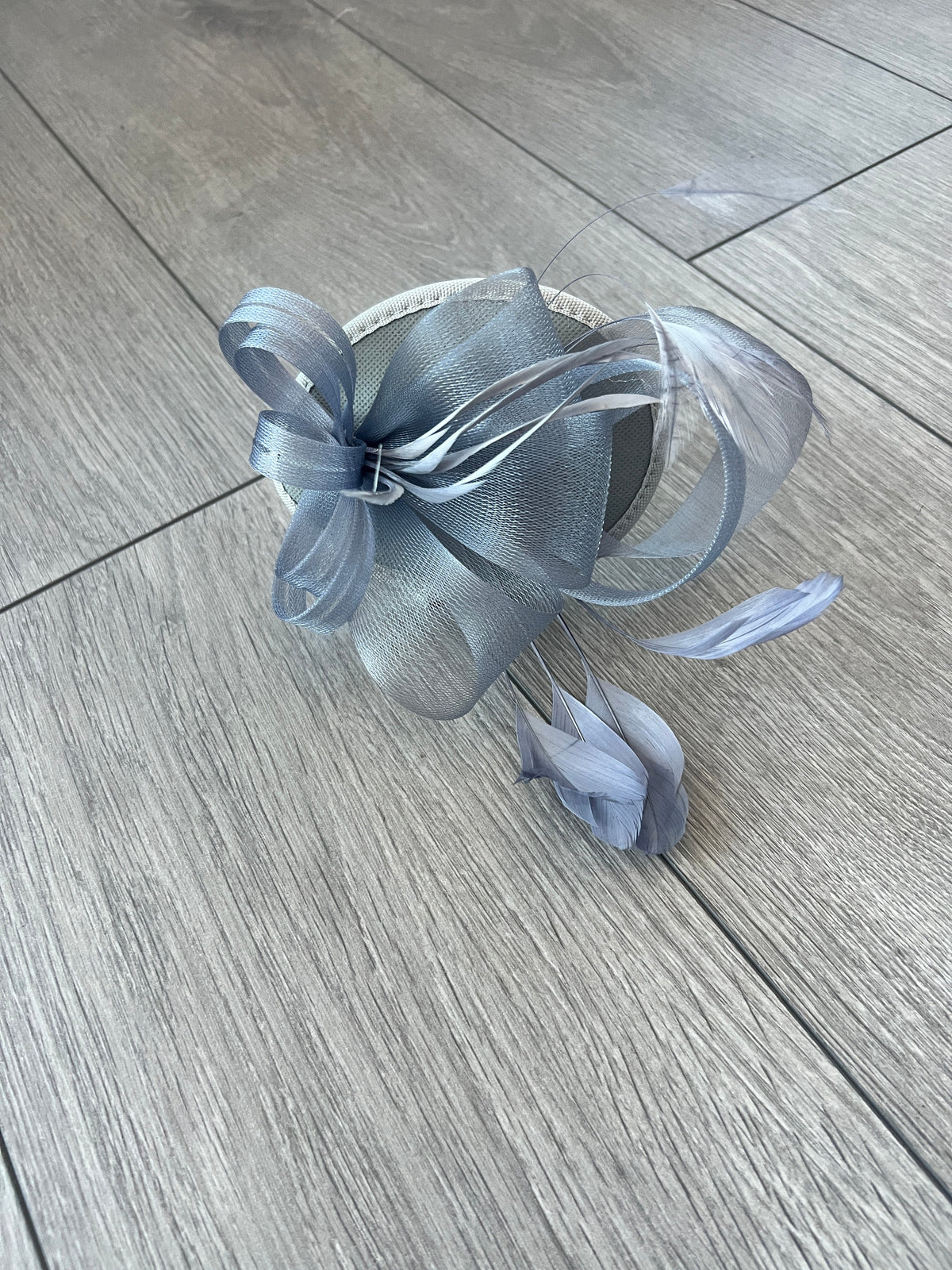 Grey Fascinator Headband with Looped Crin &amp; Feathers-Fascinators Direct