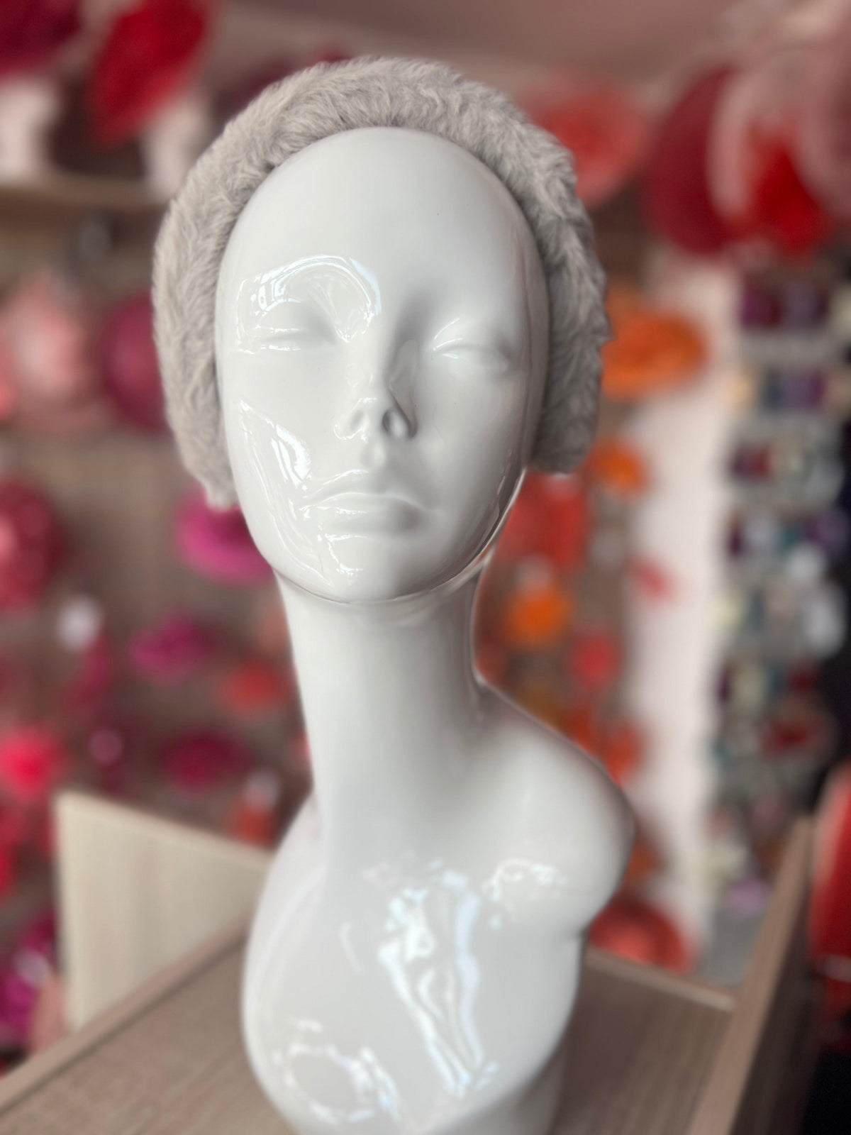 Grey Faux Fur Alice Band-Fascinators Direct