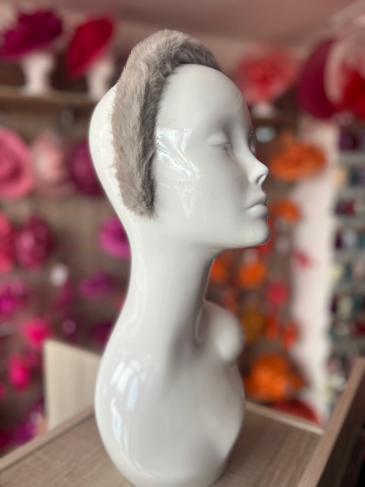 Grey Faux Fur Alice Band-Fascinators Direct