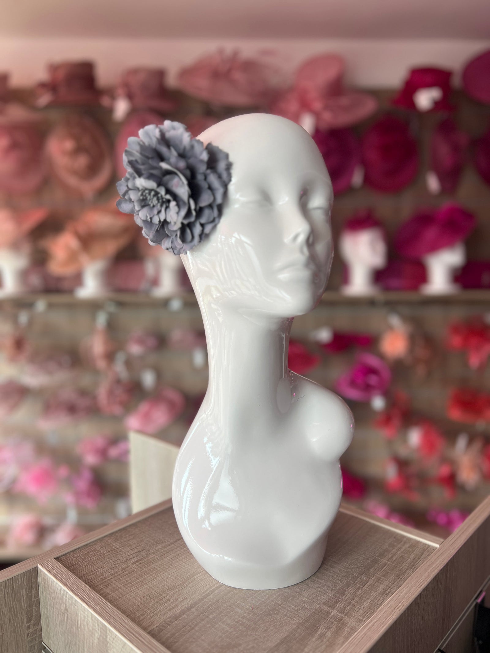 Grey Hair Flower Fascinator Clip-Fascinators Direct
