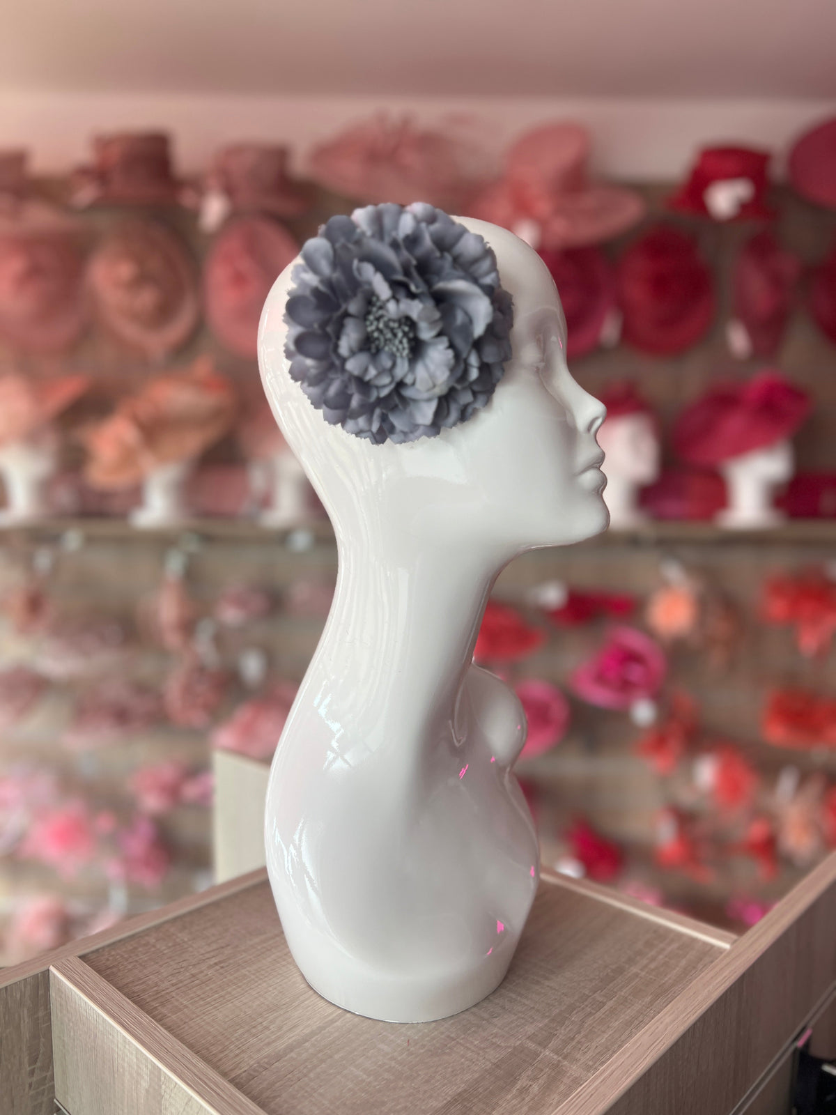 Grey Hair Flower Fascinator Clip-Fascinators Direct