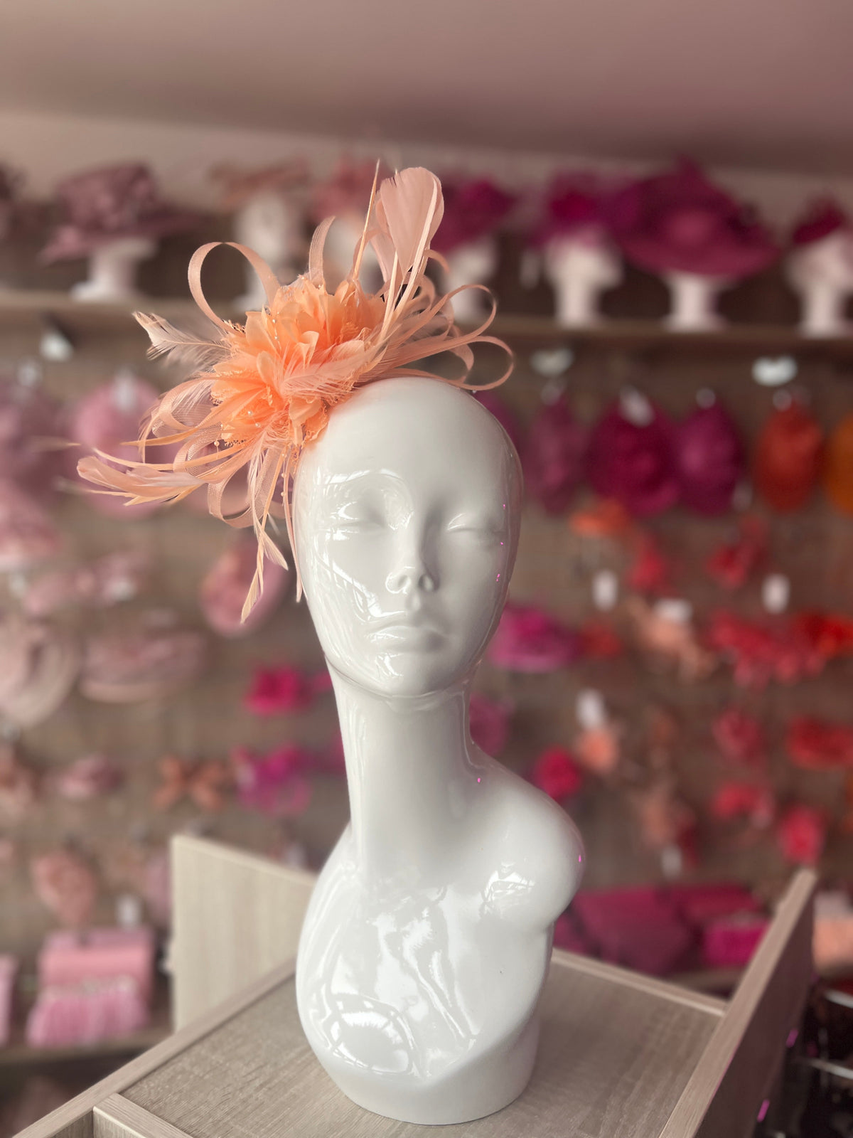 Headband Apricot Fascinator With Flower &amp; Loops-Fascinators Direct