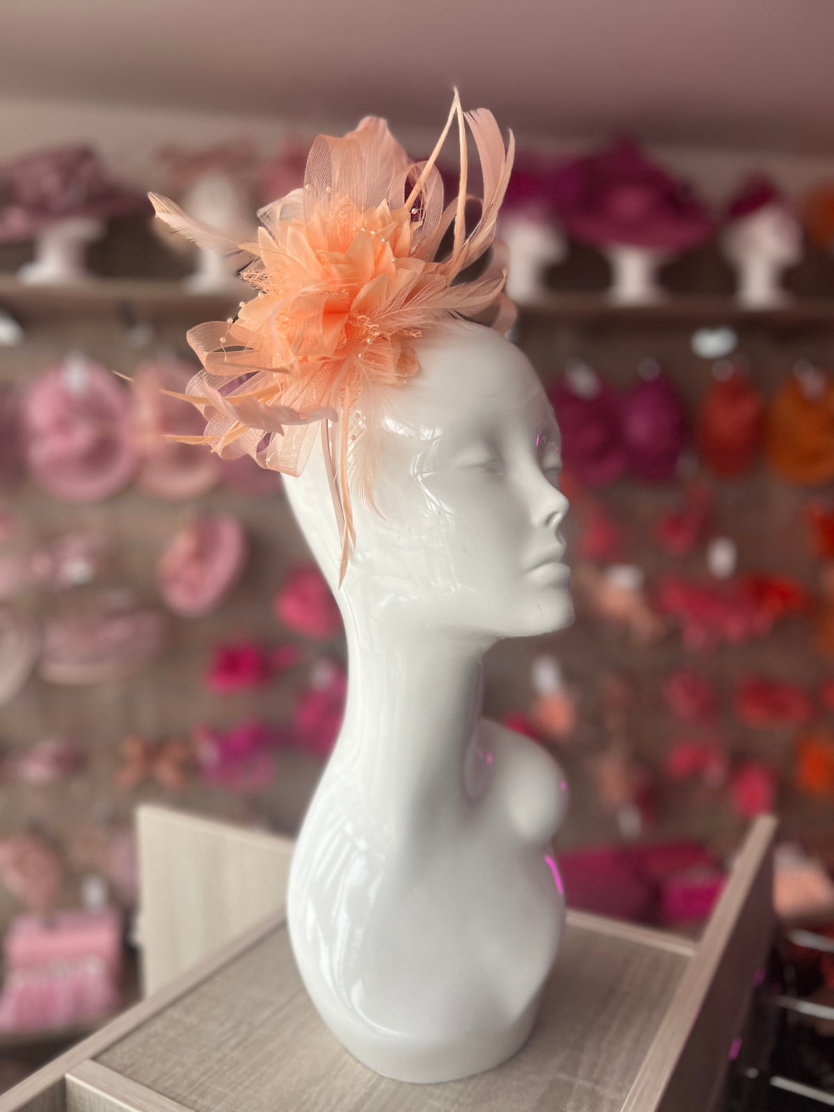 Headband Apricot Fascinator With Flower &amp; Loops-Fascinators Direct