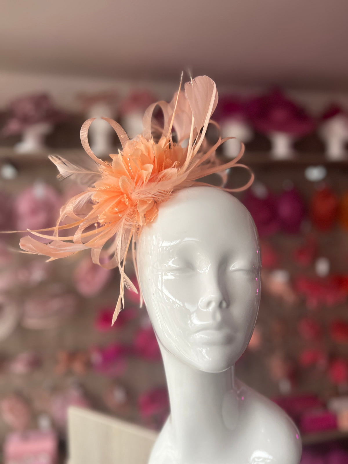 Headband Apricot Fascinator With Flower &amp; Loops-Fascinators Direct