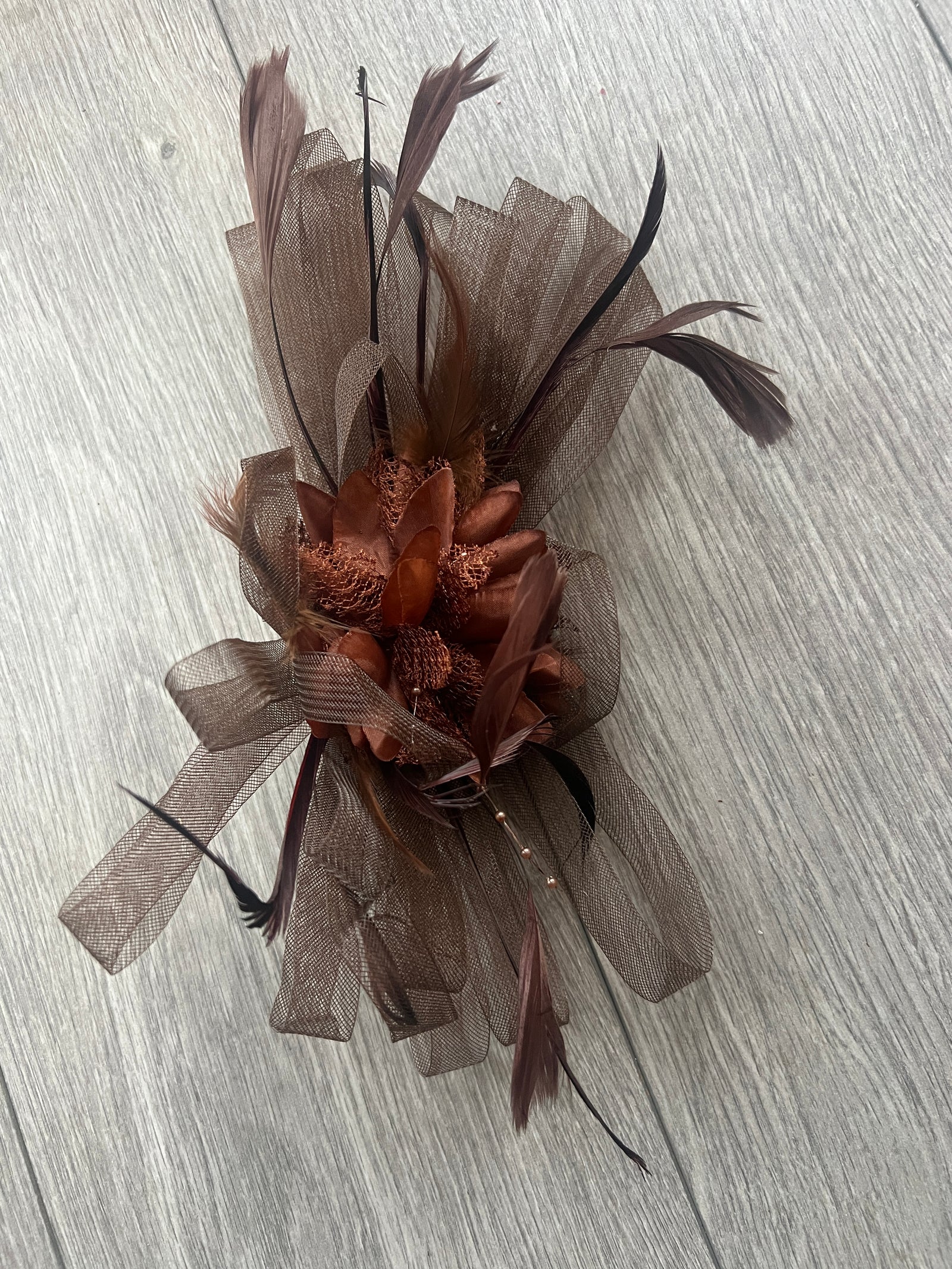 Headband Brown Fascinator With Flower & Loops-Fascinators Direct