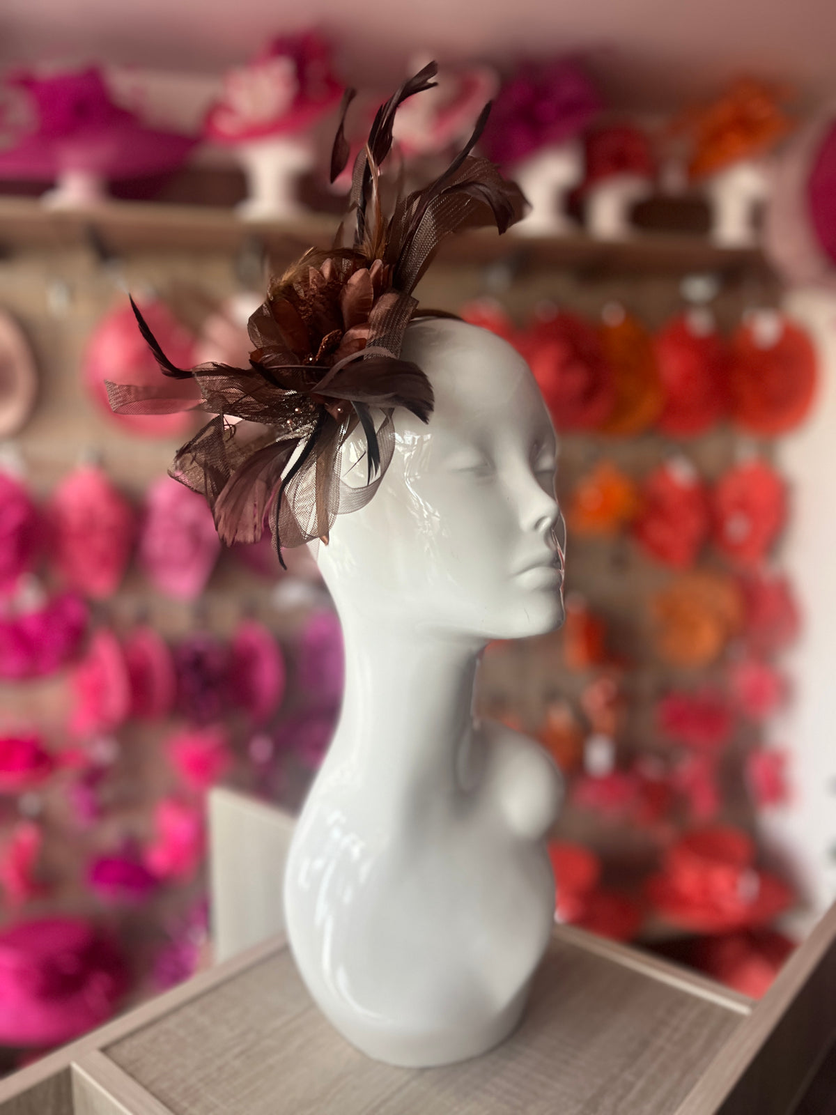 Headband Brown Fascinator With Flower &amp; Loops-Fascinators Direct