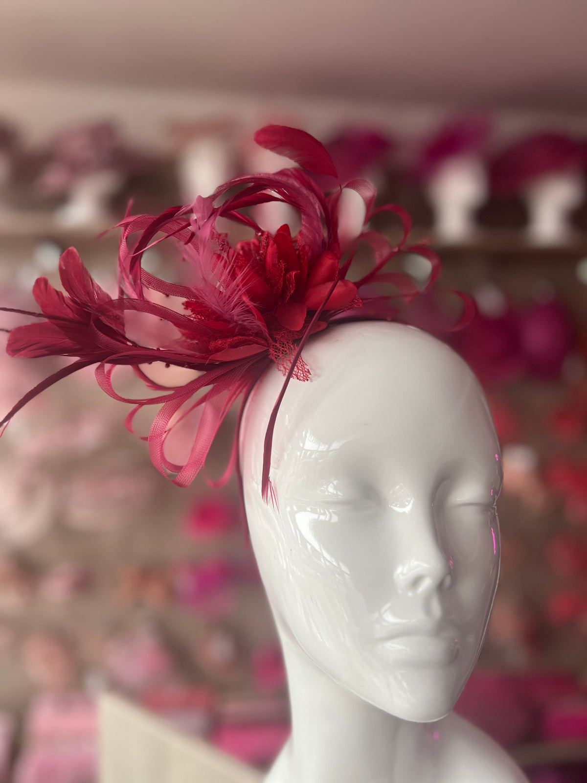 Headband Burgundy Fascinator With Flower &amp; Loops-Fascinators Direct