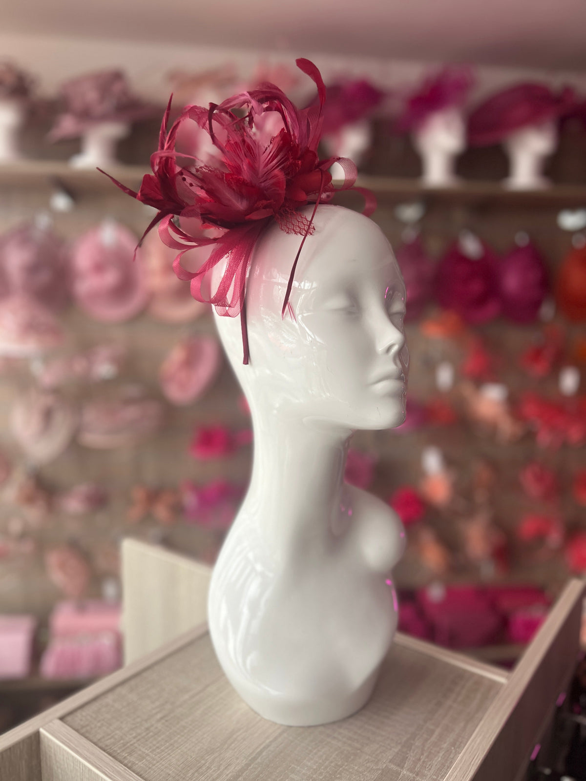 Headband Burgundy Fascinator With Flower &amp; Loops-Fascinators Direct