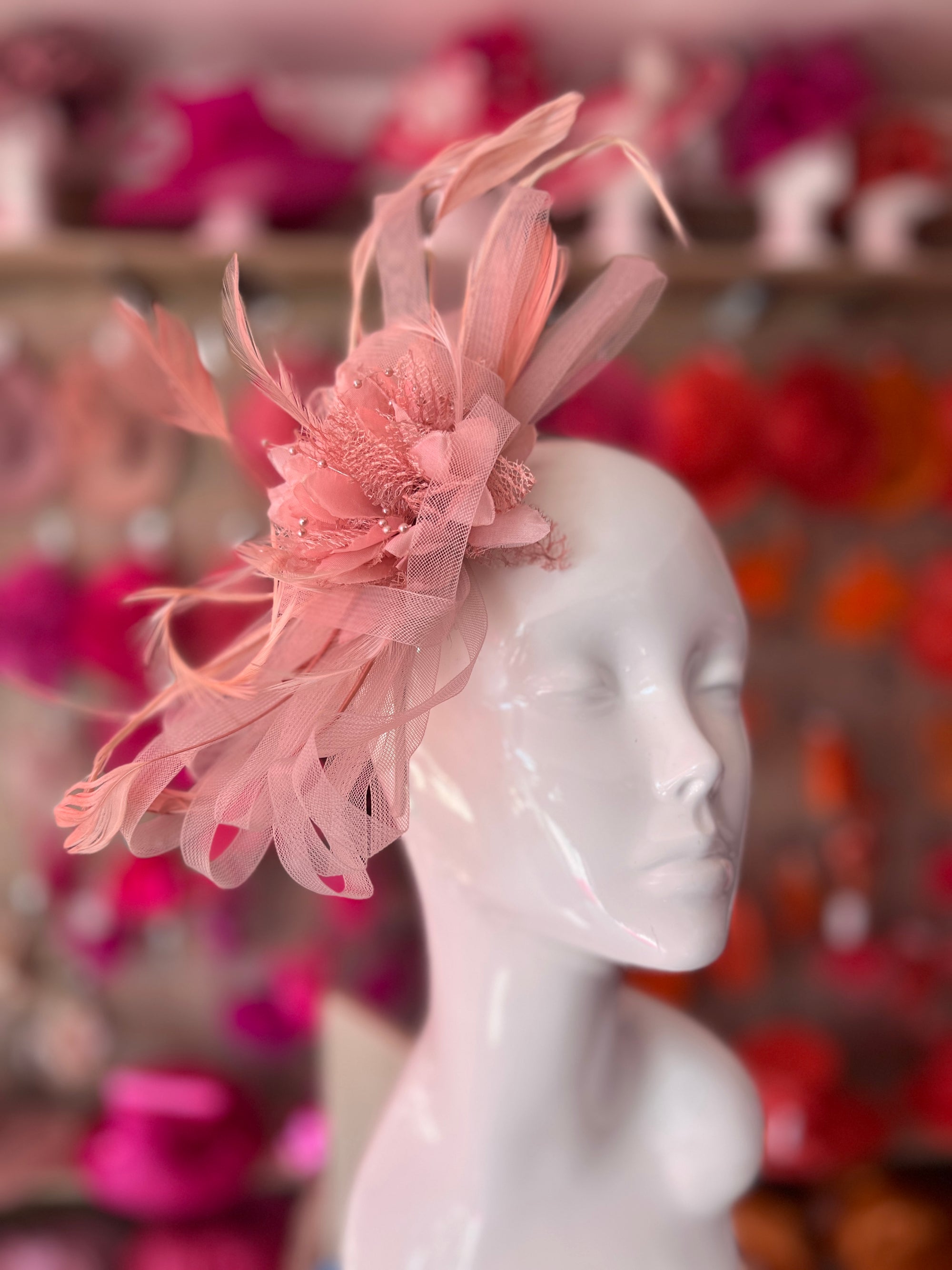 Headband Dusky Pink Fascinator With Flower & Loops-Fascinators Direct