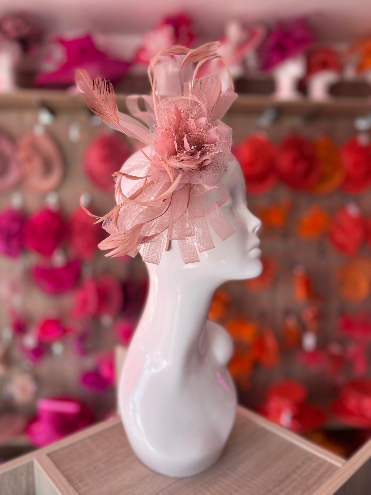 Headband Dusky Pink Fascinator With Flower &amp; Loops-Fascinators Direct