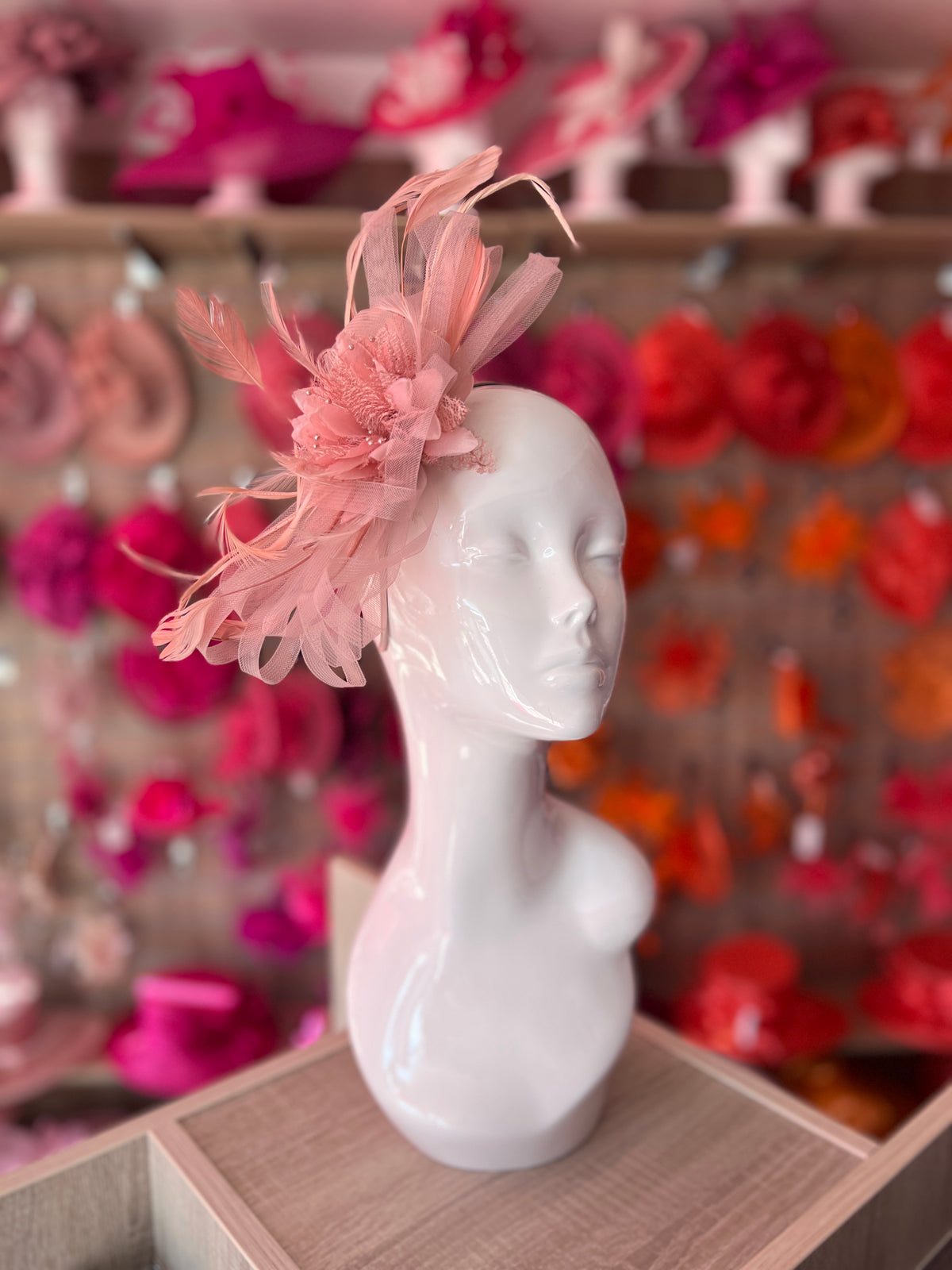 Headband Dusky Pink Fascinator With Flower &amp; Loops-Fascinators Direct