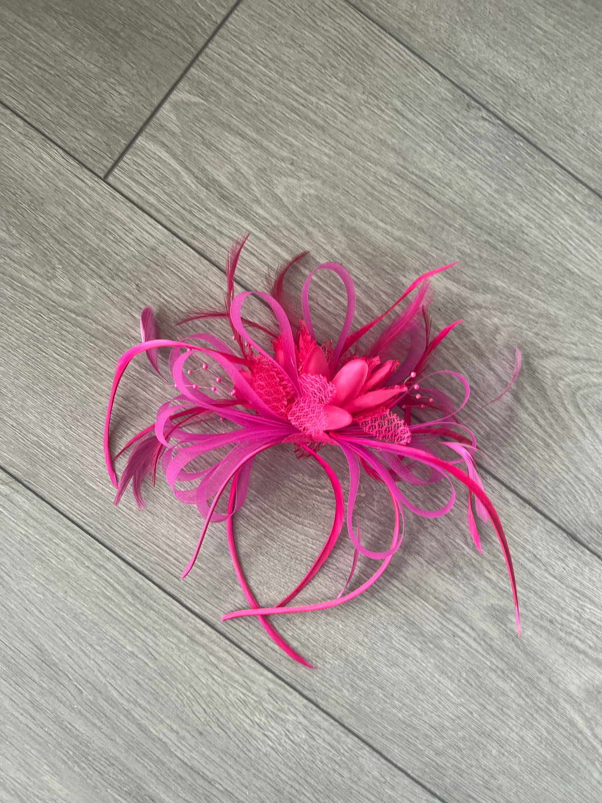 Headband Fuchsia Fascinator With Flower &amp; Loops-Fascinators Direct