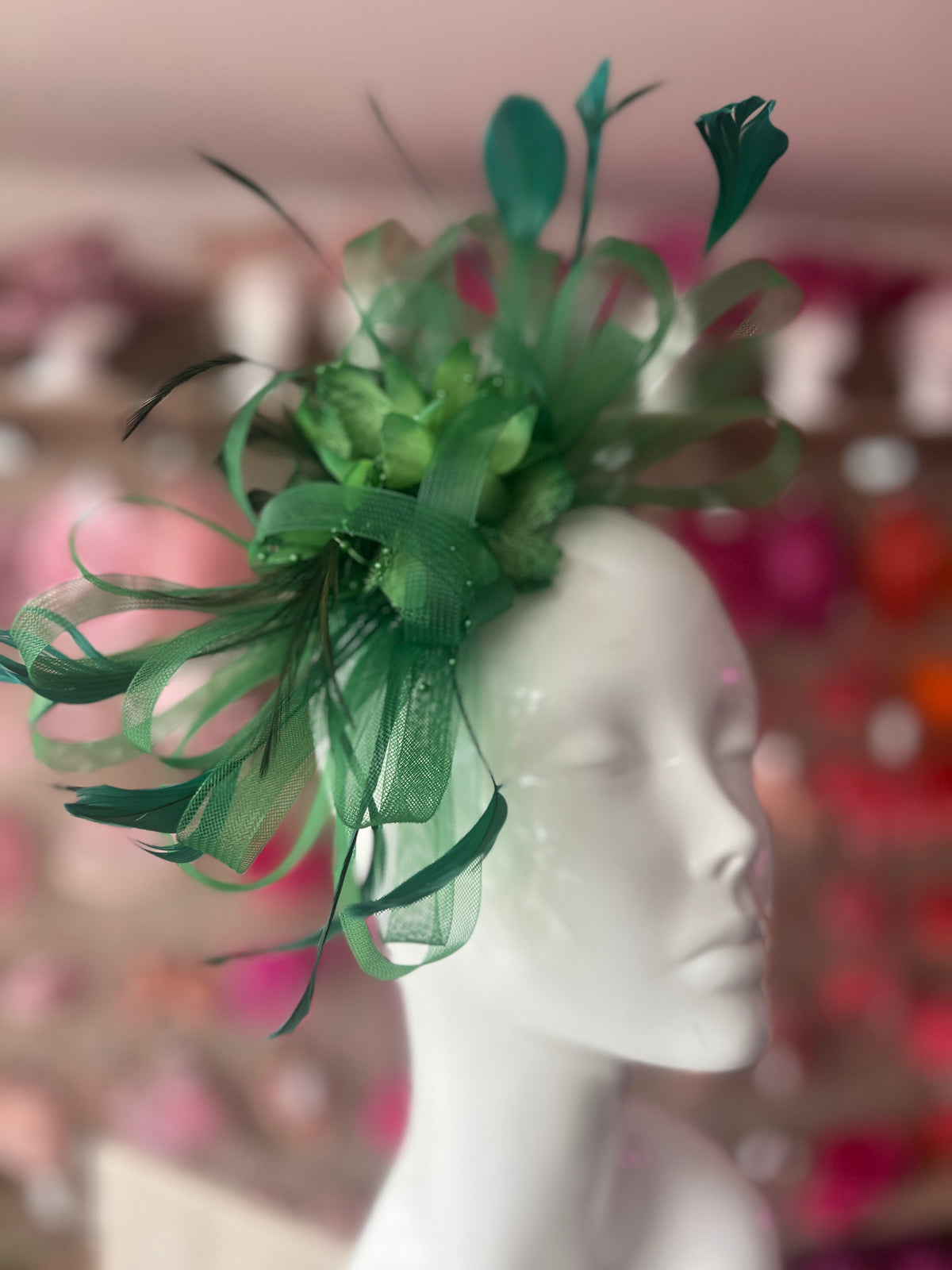 Headband Green Fascinator With Flower &amp; Loops-Fascinators Direct
