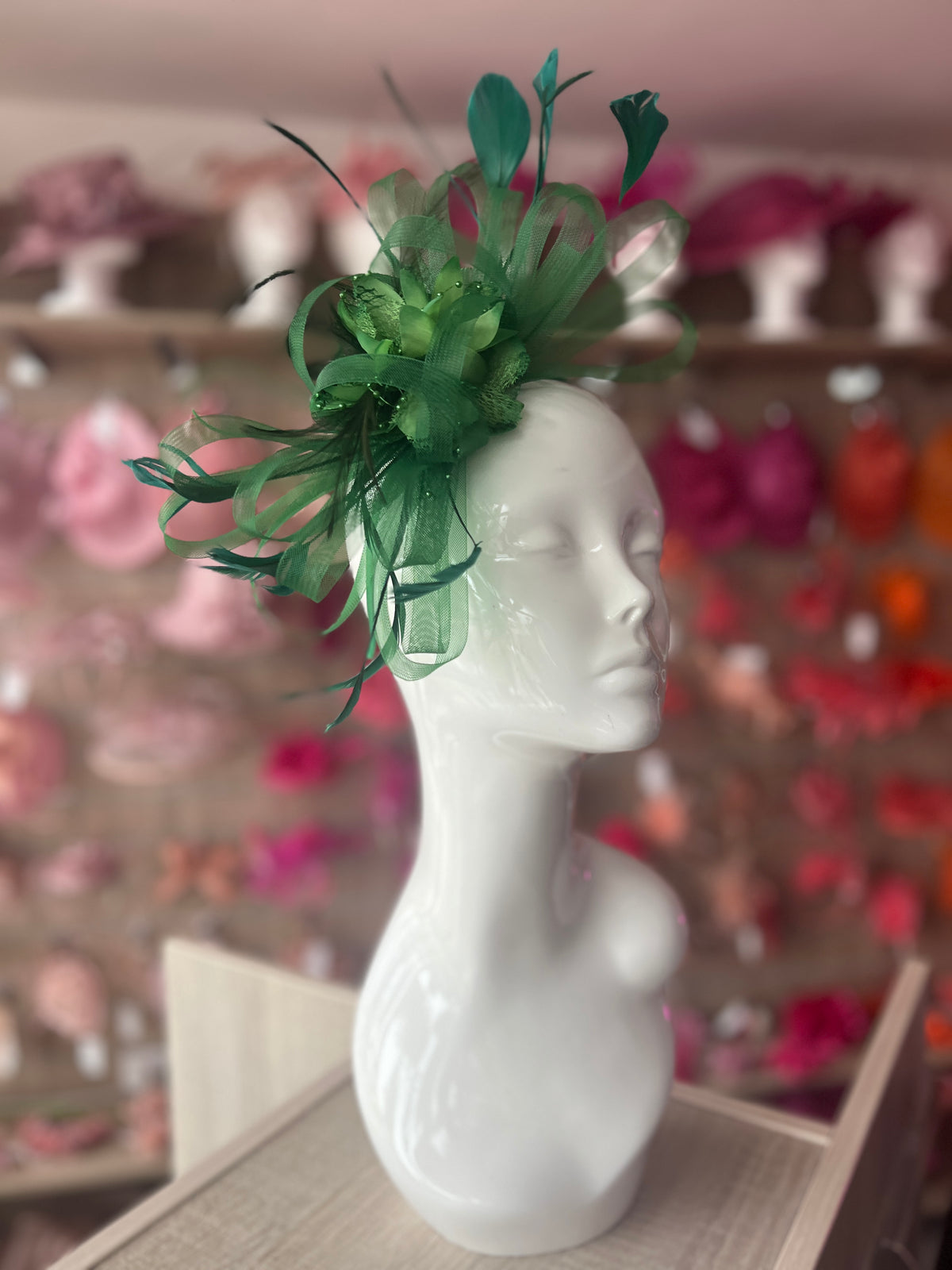 Headband Green Fascinator With Flower &amp; Loops-Fascinators Direct