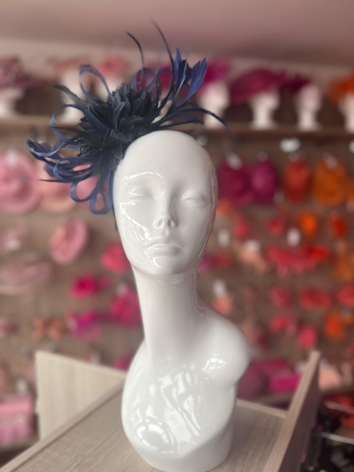 Headband Navy Fascinator With Flower &amp; Loops-Fascinators Direct