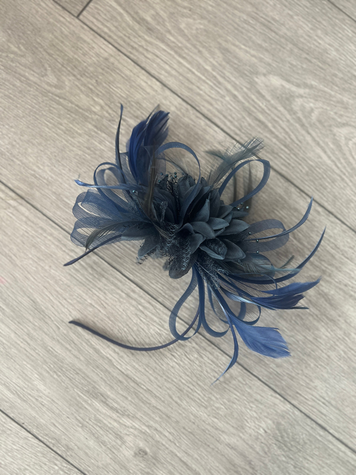 Headband Navy Fascinator With Flower &amp; Loops-Fascinators Direct