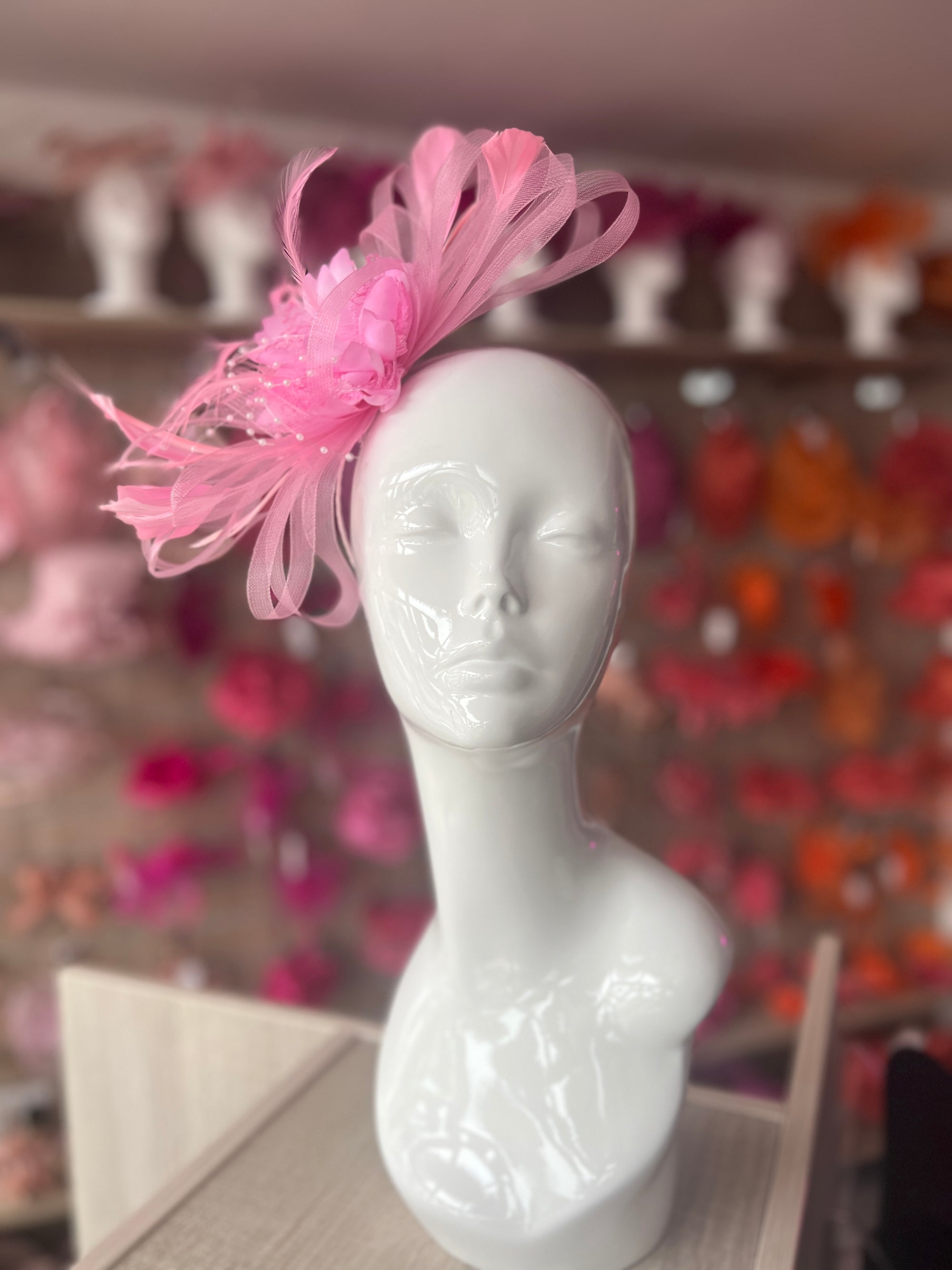 Headband Pink Fascinator With Flower & Loops-Fascinators Direct