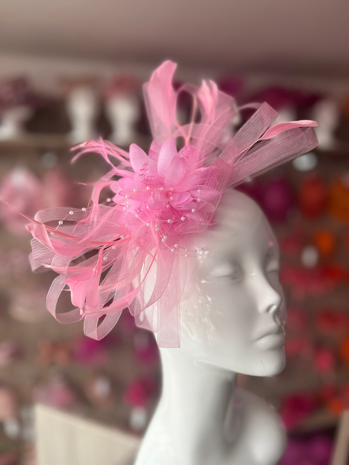 Headband Pink Fascinator With Flower &amp; Loops-Fascinators Direct