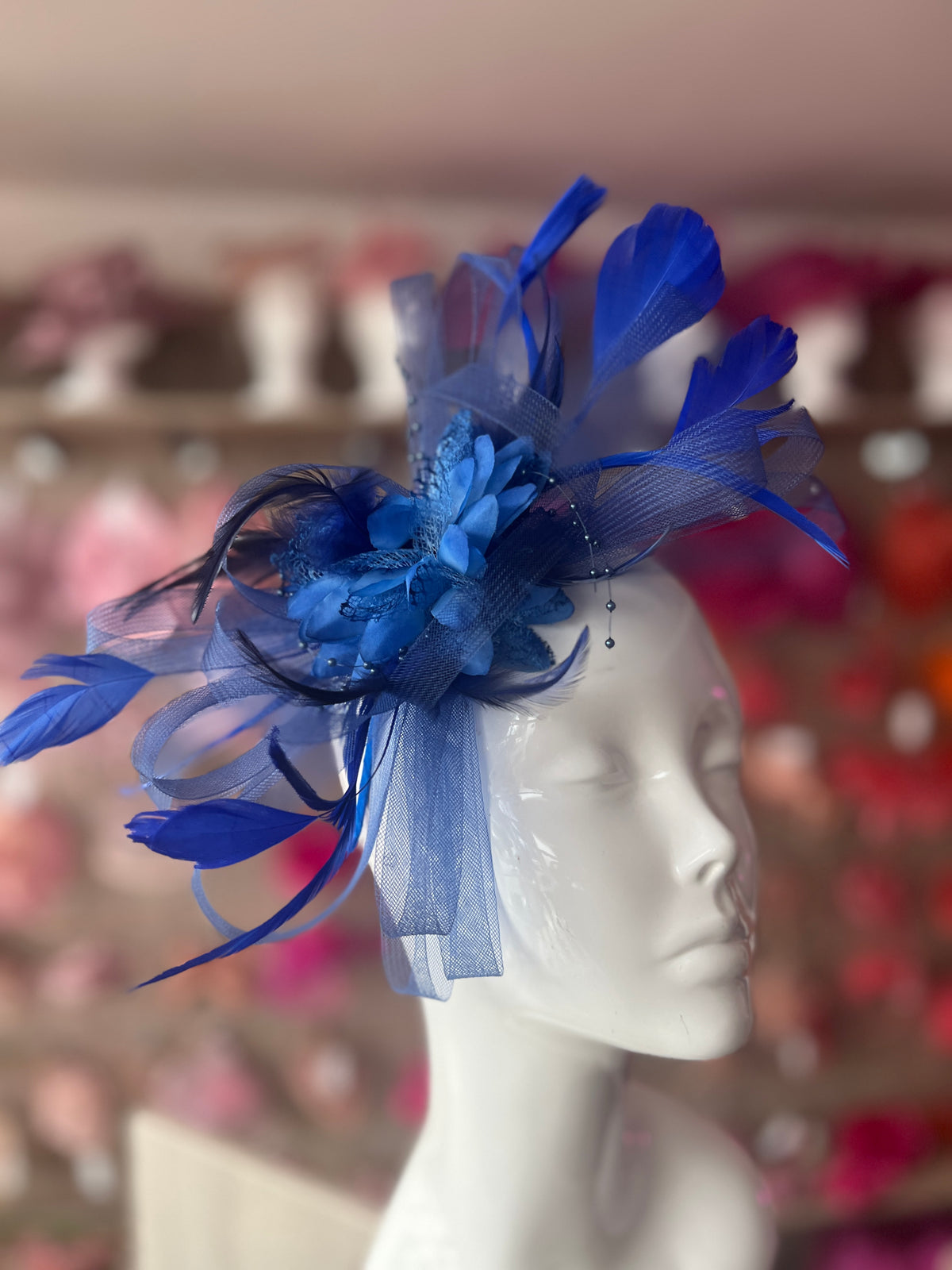 Headband Royal Blue Fascinator With Flower &amp; Loops-Fascinators Direct