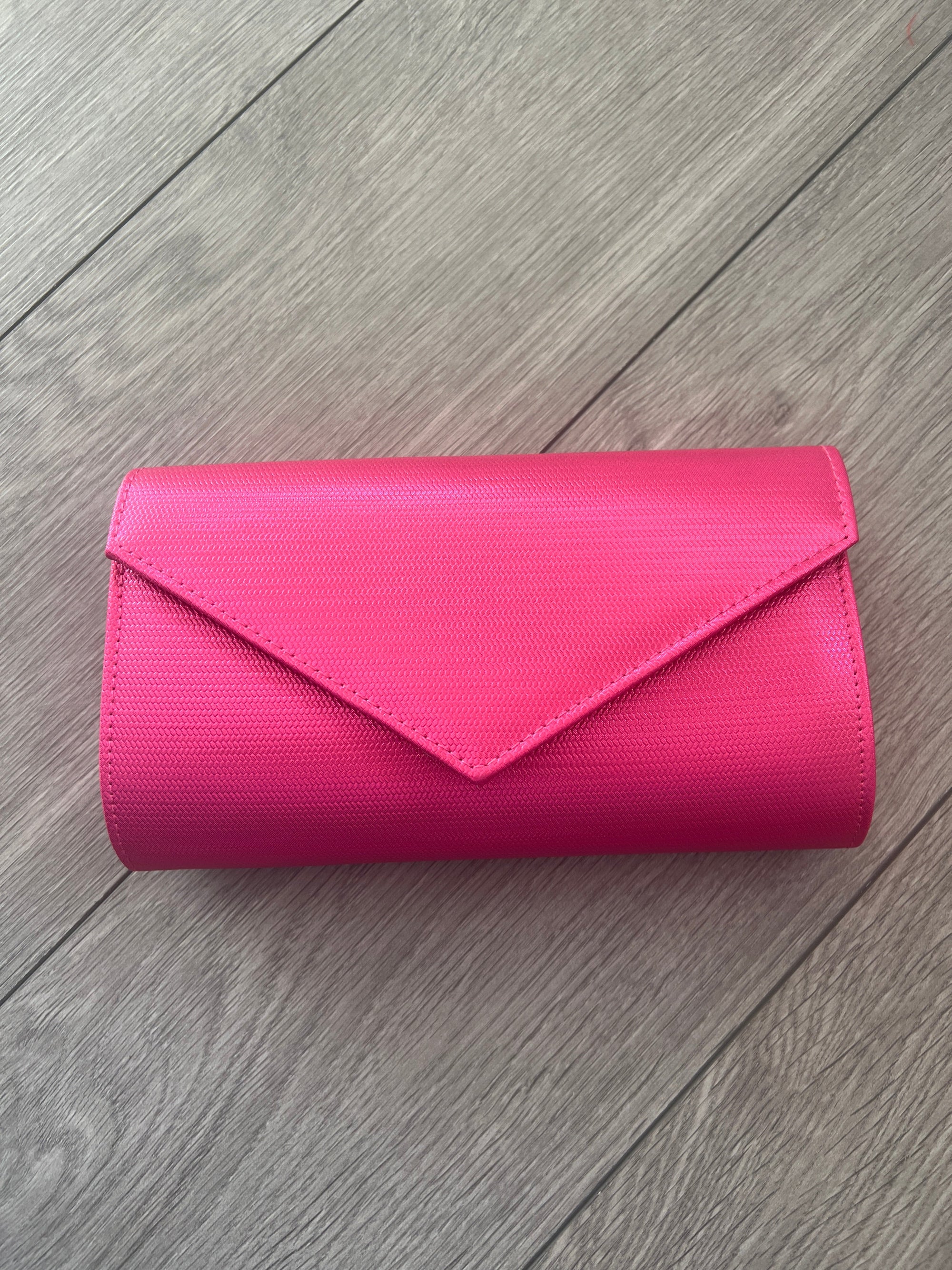 Hot Pink Metallic Envelope Clutch Bag-Fascinators Direct