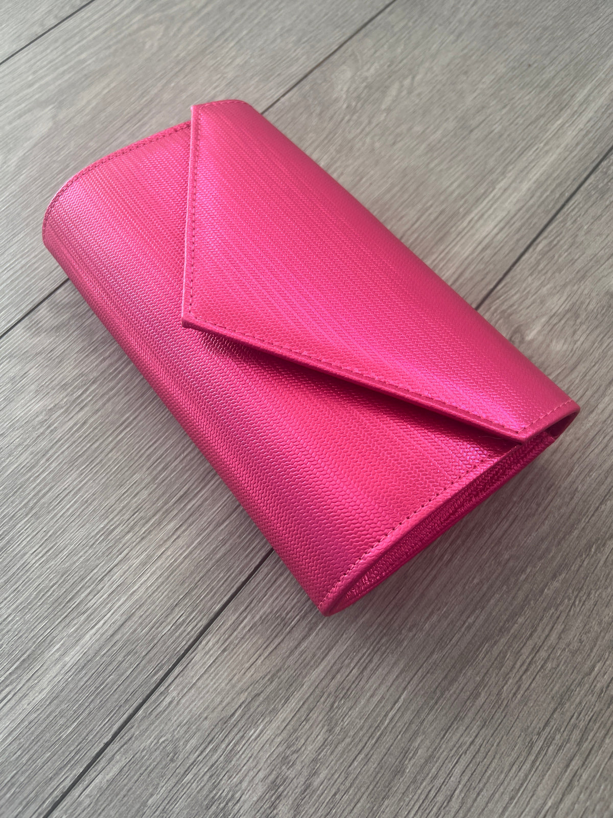 Hot Pink Metallic Envelope Clutch Bag