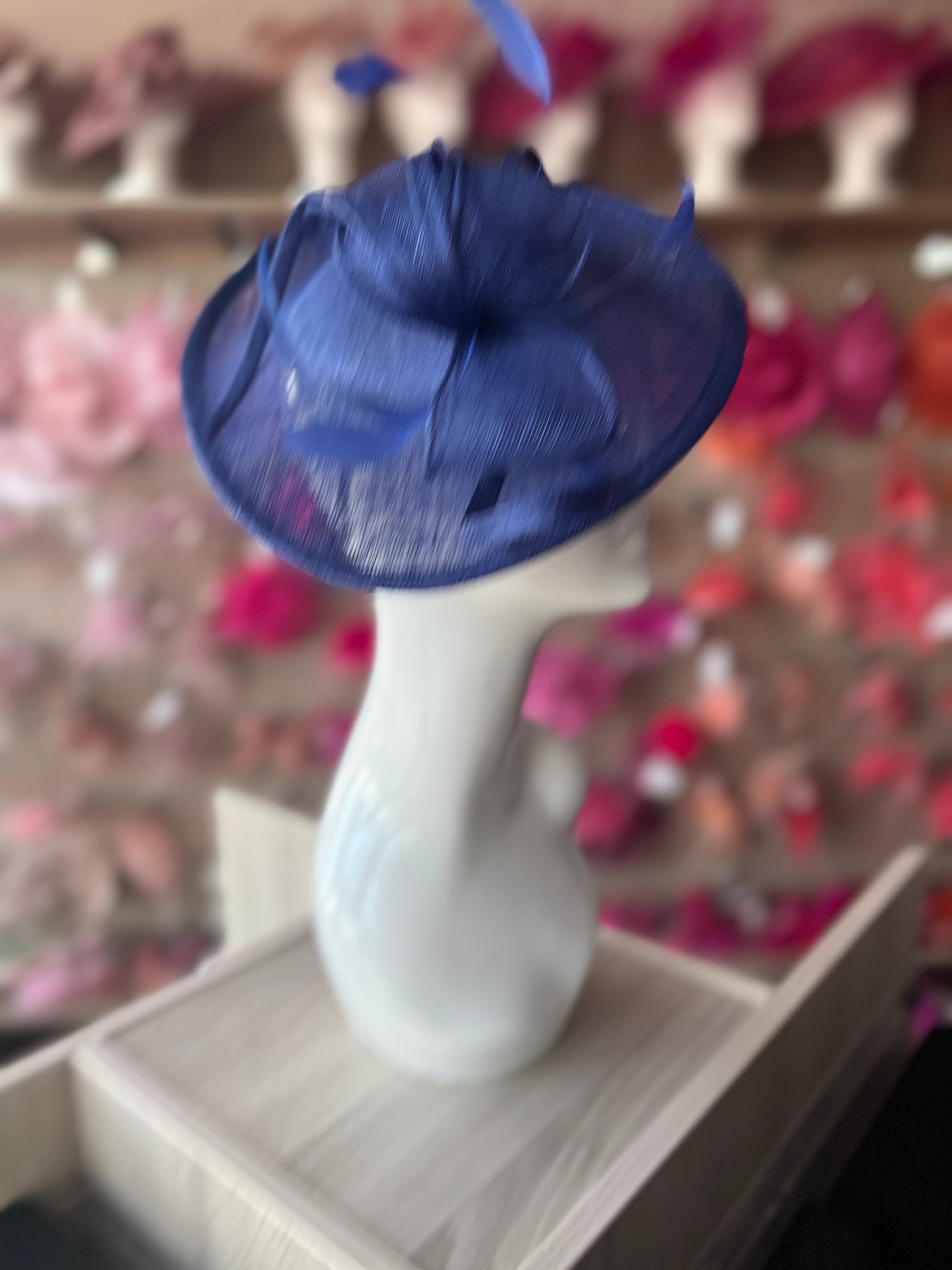 Indigo Blue Teardrop Disc Fascinator-Fascinators Direct