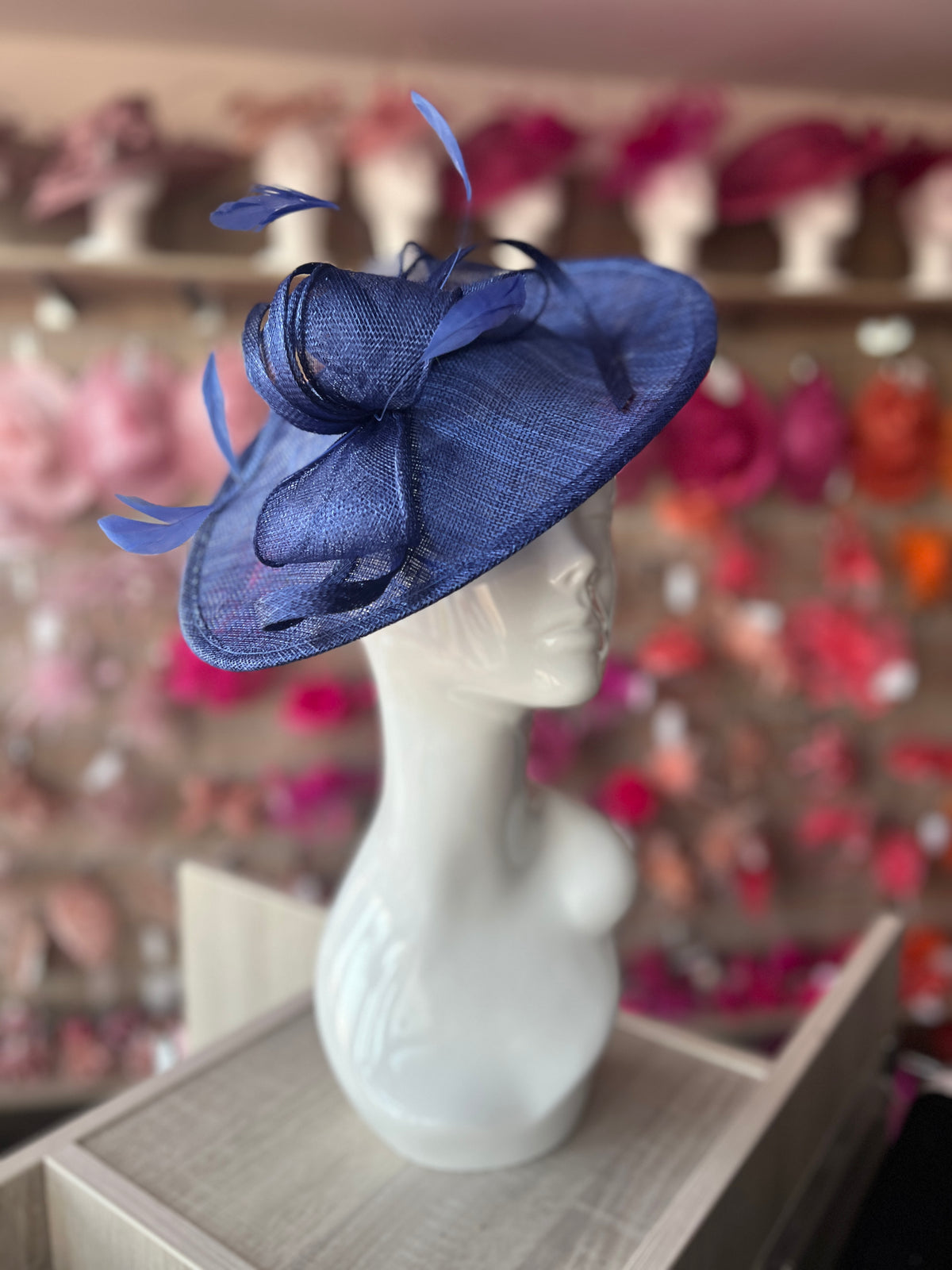 Indigo Blue Teardrop Disc Fascinator-Fascinators Direct