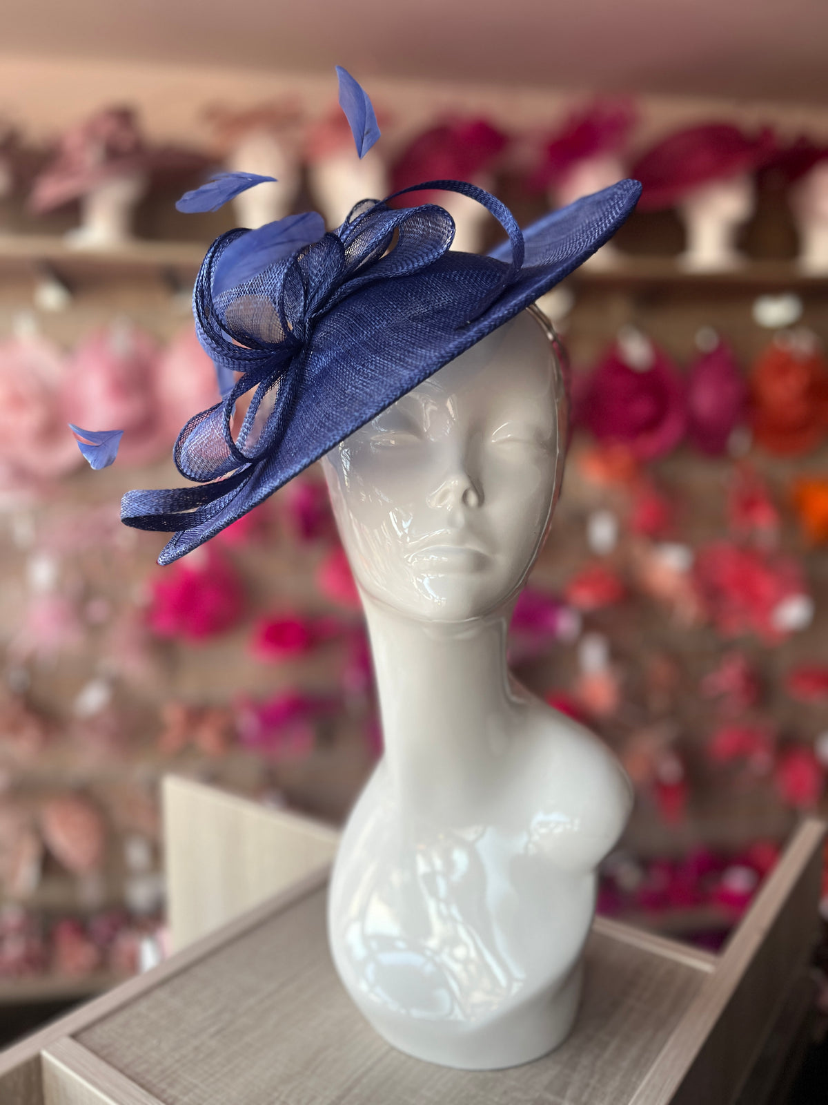 Indigo Blue Teardrop Disc Fascinator-Fascinators Direct