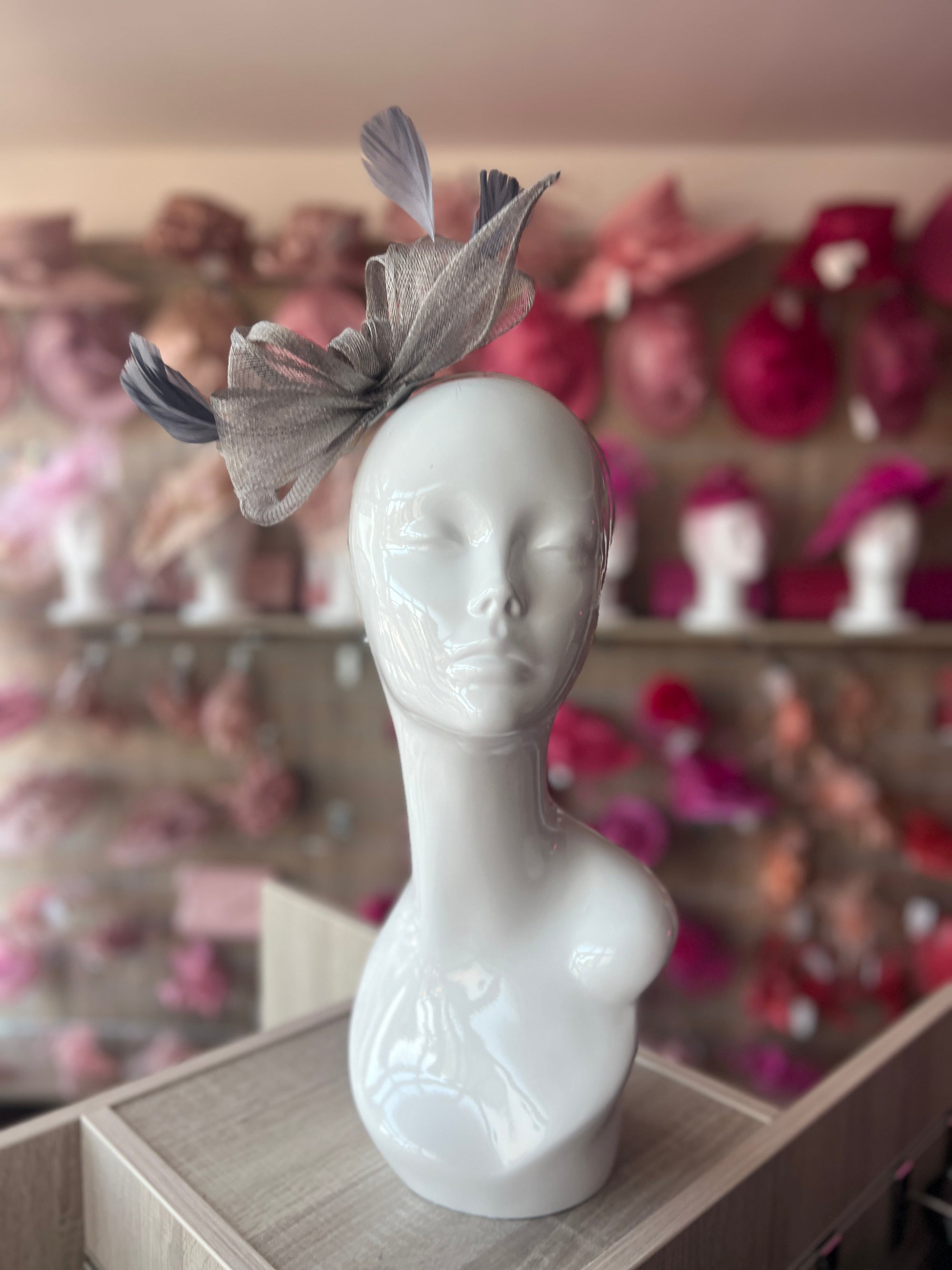 Isobel Silver/Grey Fascinator Headband-Fascinators Direct