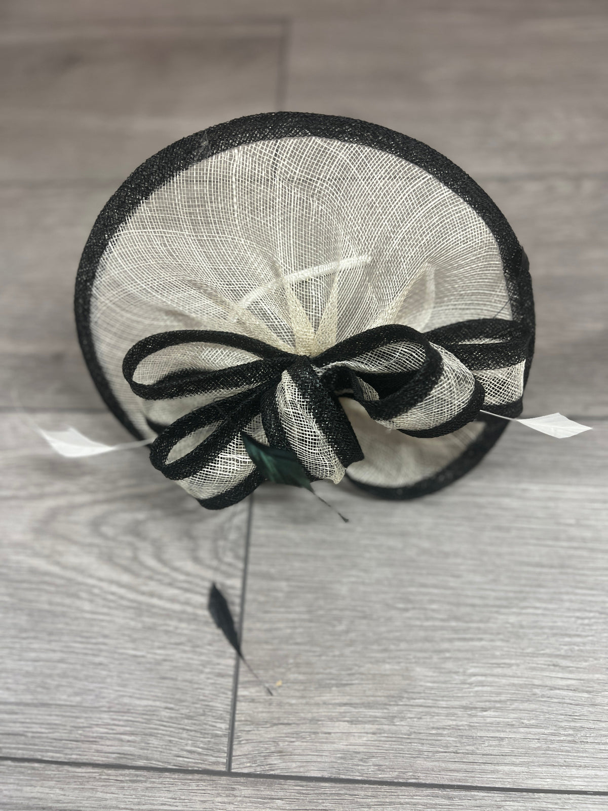 Ivory &amp; Black Curved Disc Fascinator-Fascinators Direct