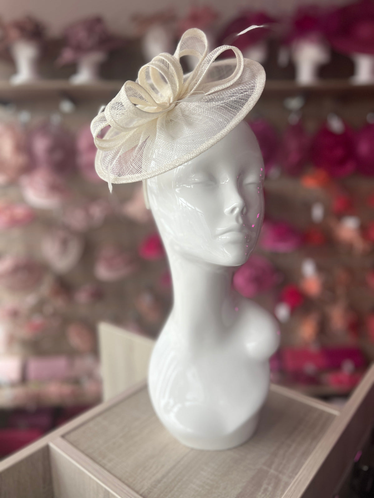 Ivory Curved Disc Fascinator-Fascinators Direct