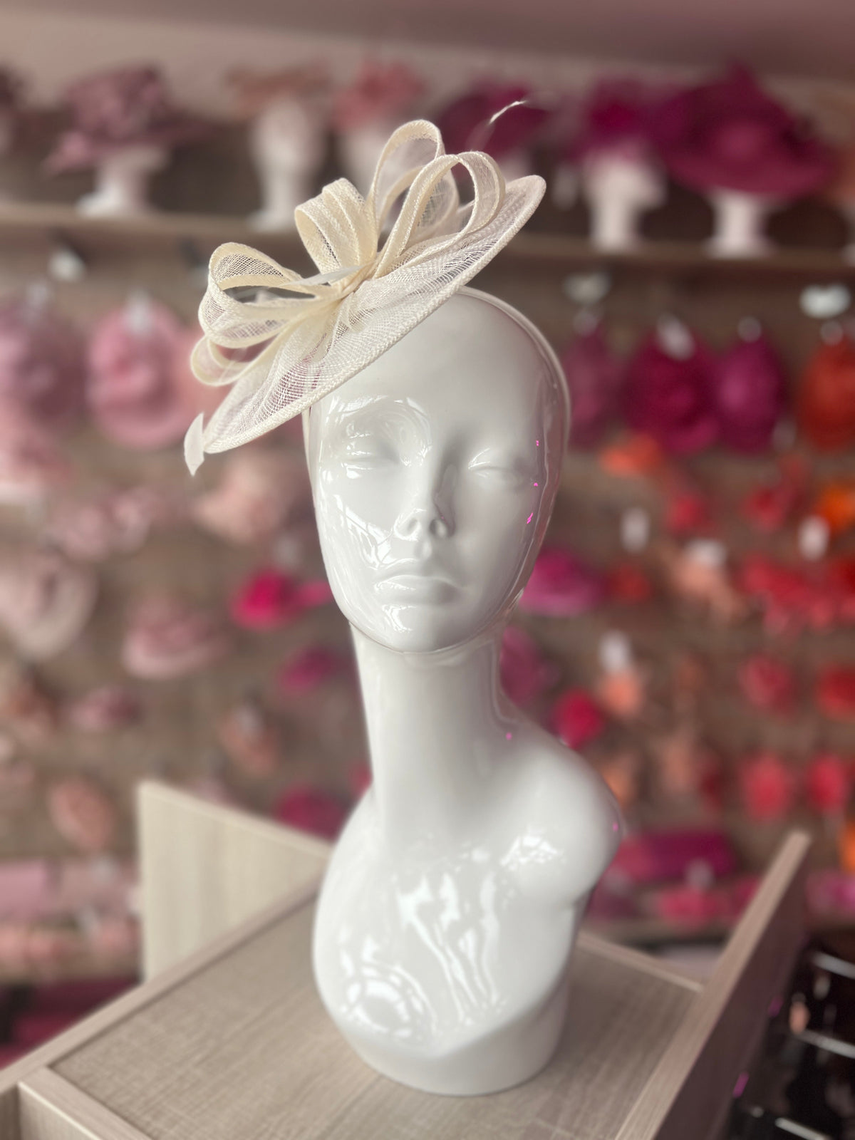 Ivory Curved Disc Fascinator-Fascinators Direct