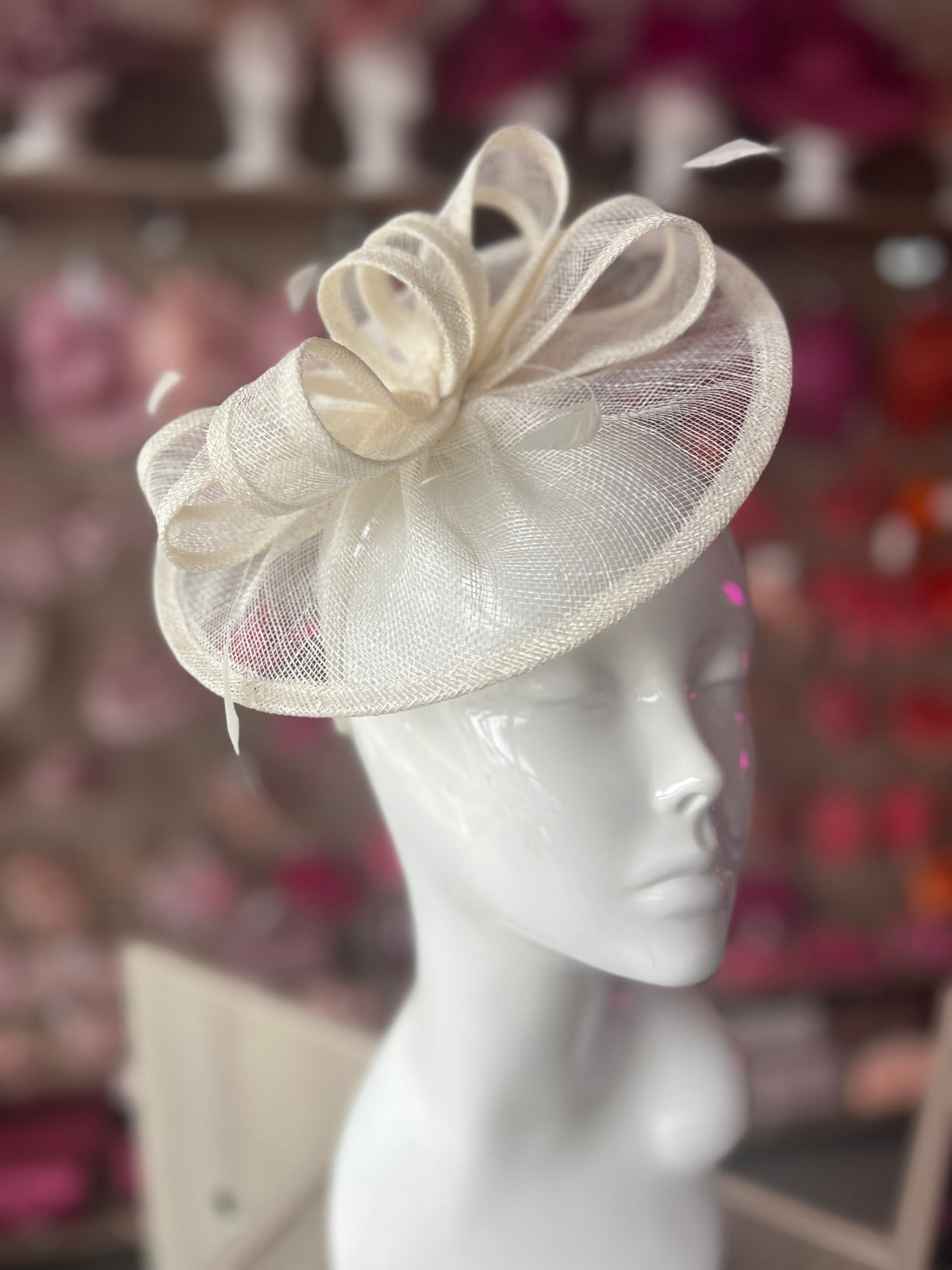 Ivory Curved Disc Fascinator-Fascinators Direct