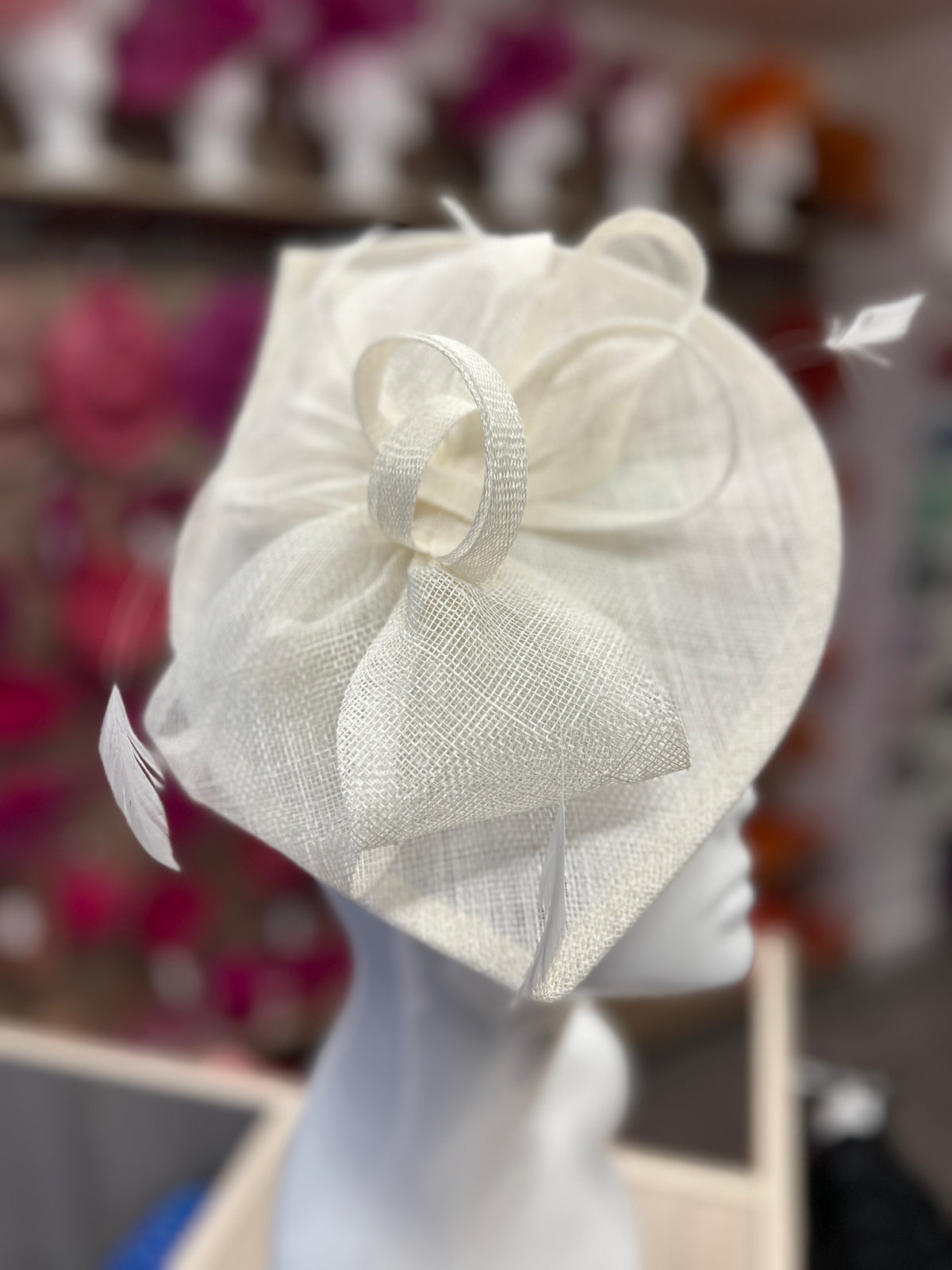 Ivory Disc Fascinator with Decorative Bow-Fascinators Direct