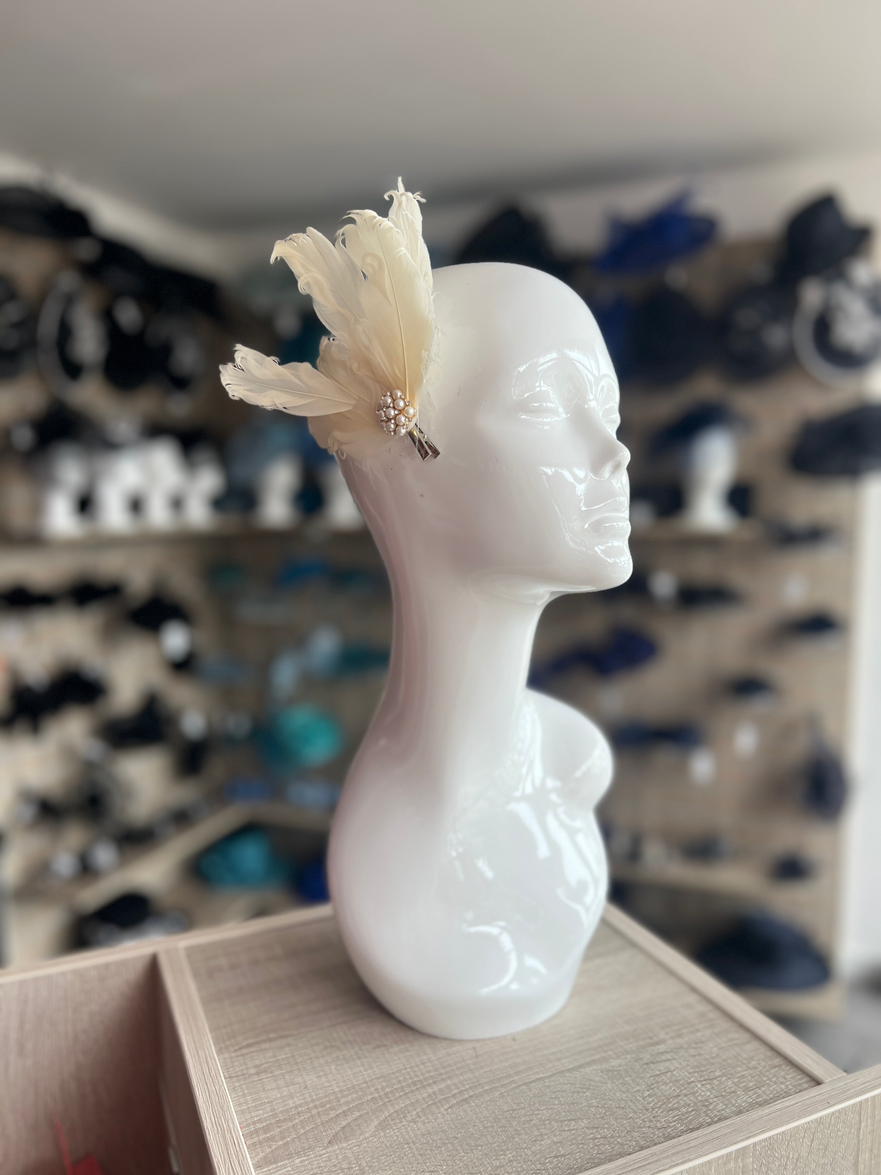 Bel Air Bridal Ivory Feather Hair Clip Ivory Feather Bridal Hair Hair Clips for sale | eBay main image 2