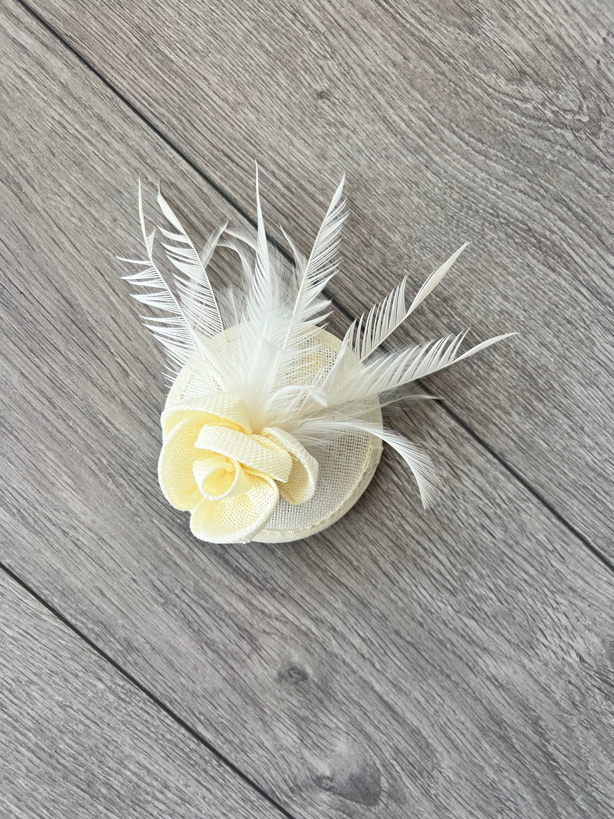 Ivory Fascinator with Lily Flower &amp; Feathers-Fascinators Direct