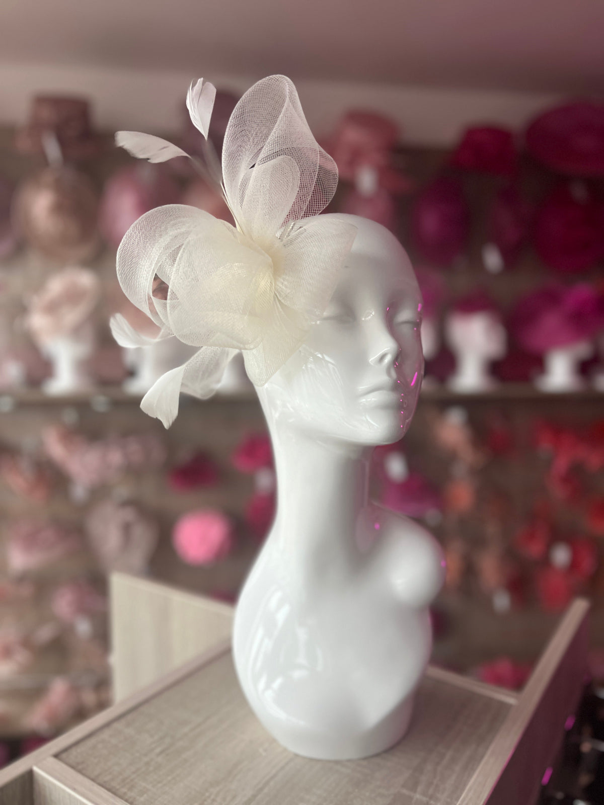 Ivory Large Loop Fascinator With Feathers-Fascinators Direct