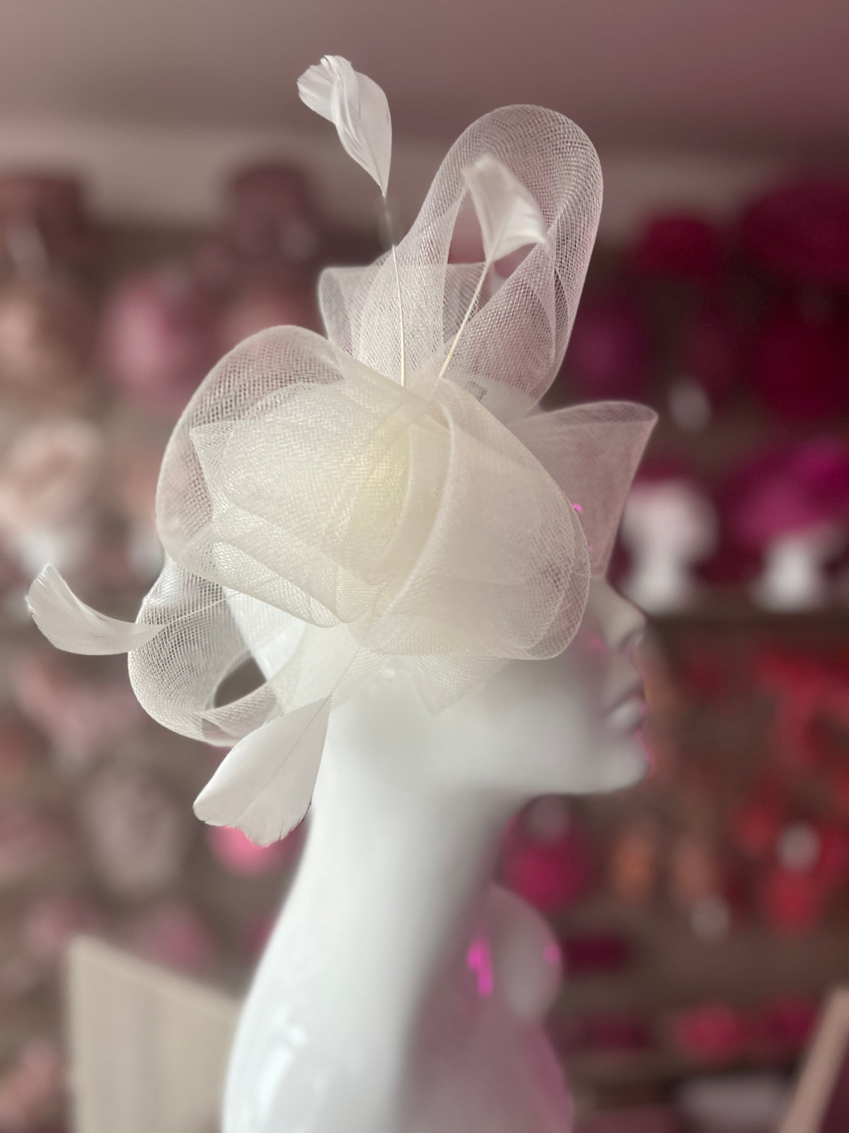 Ivory Large Loop Fascinator With Feathers-Fascinators Direct